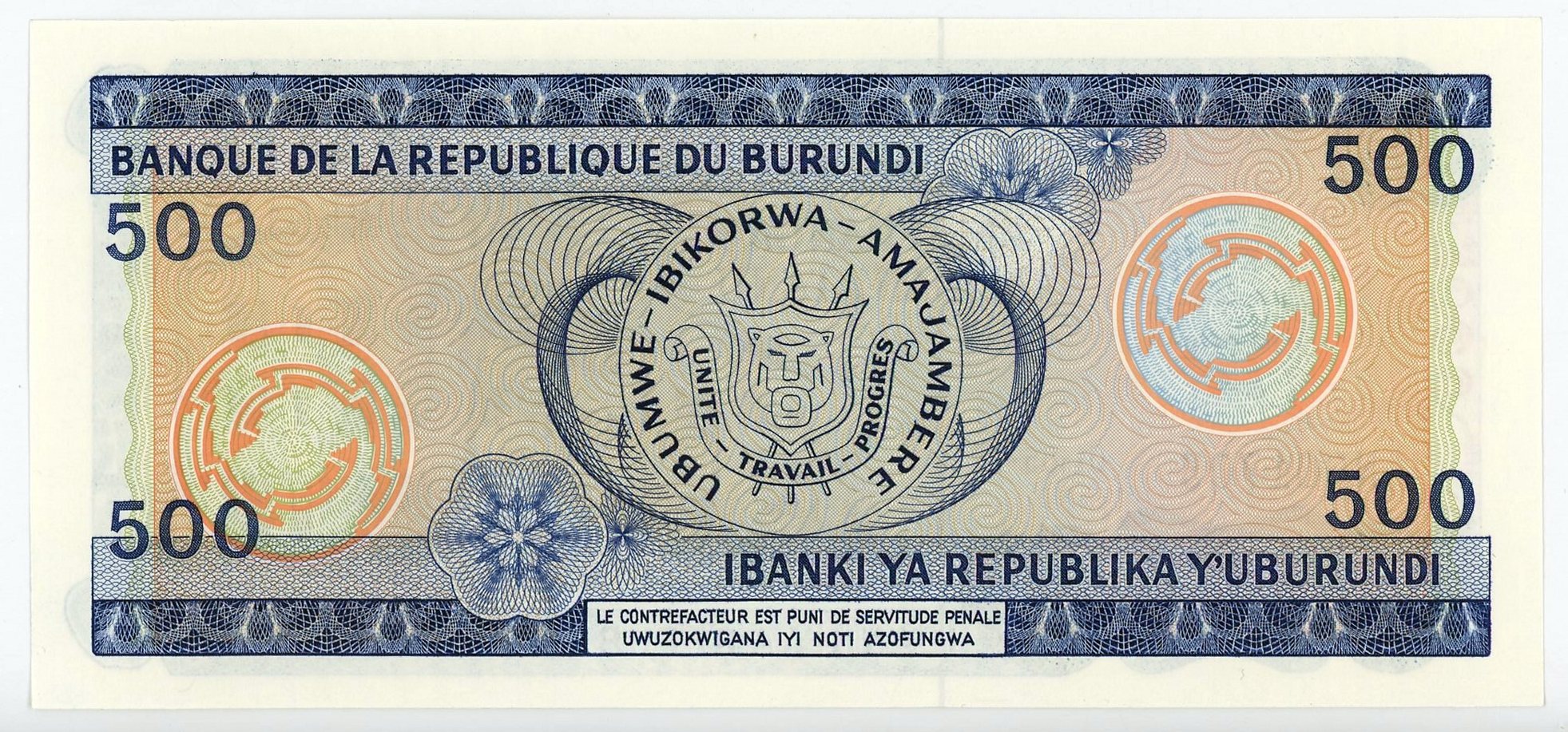 1030 - Burundi 500 Francs 1988