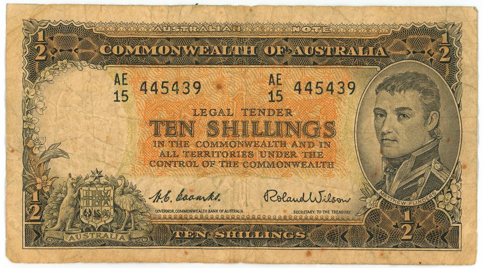 Australia 10 Shillings 1954 - 1960 (ND) Replacement | Katz Auction