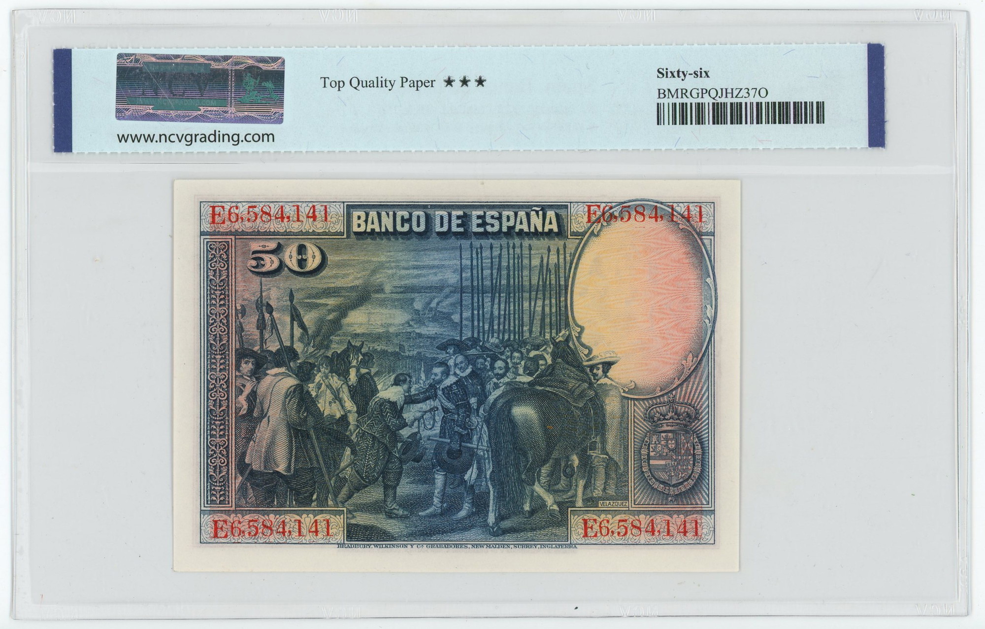 Spain 50 Pesetas 1928 NCV 66 TQP Choice Uncirculated | Katz Auction