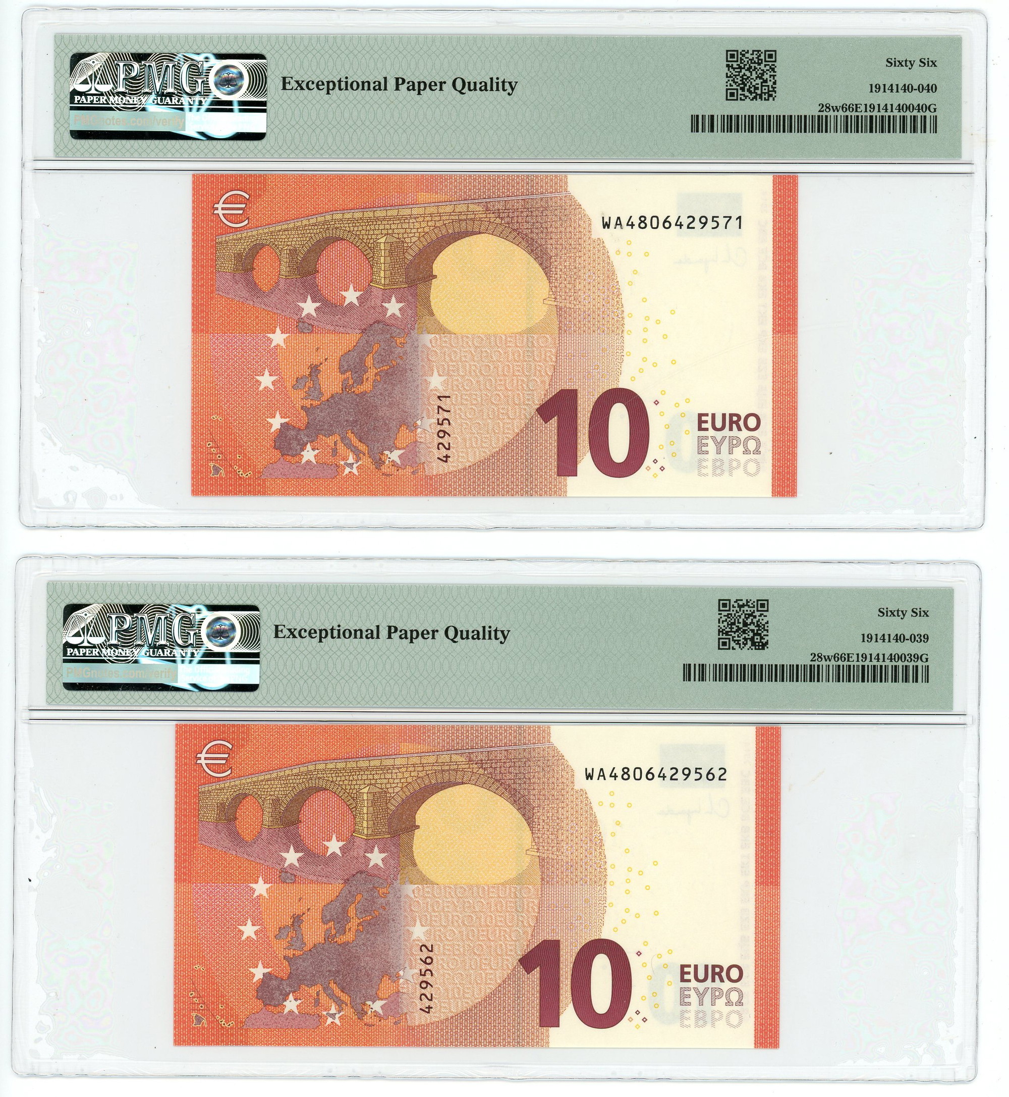 1741 - European Union Germany 2 x 10 Euro 2014 PMG 66 EPQ Gem Uncirculated / PMG 66 EPQ Gem Uncirculated