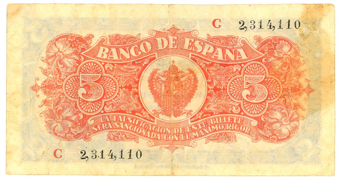 2151 - Spain 5 Pesetas 1937