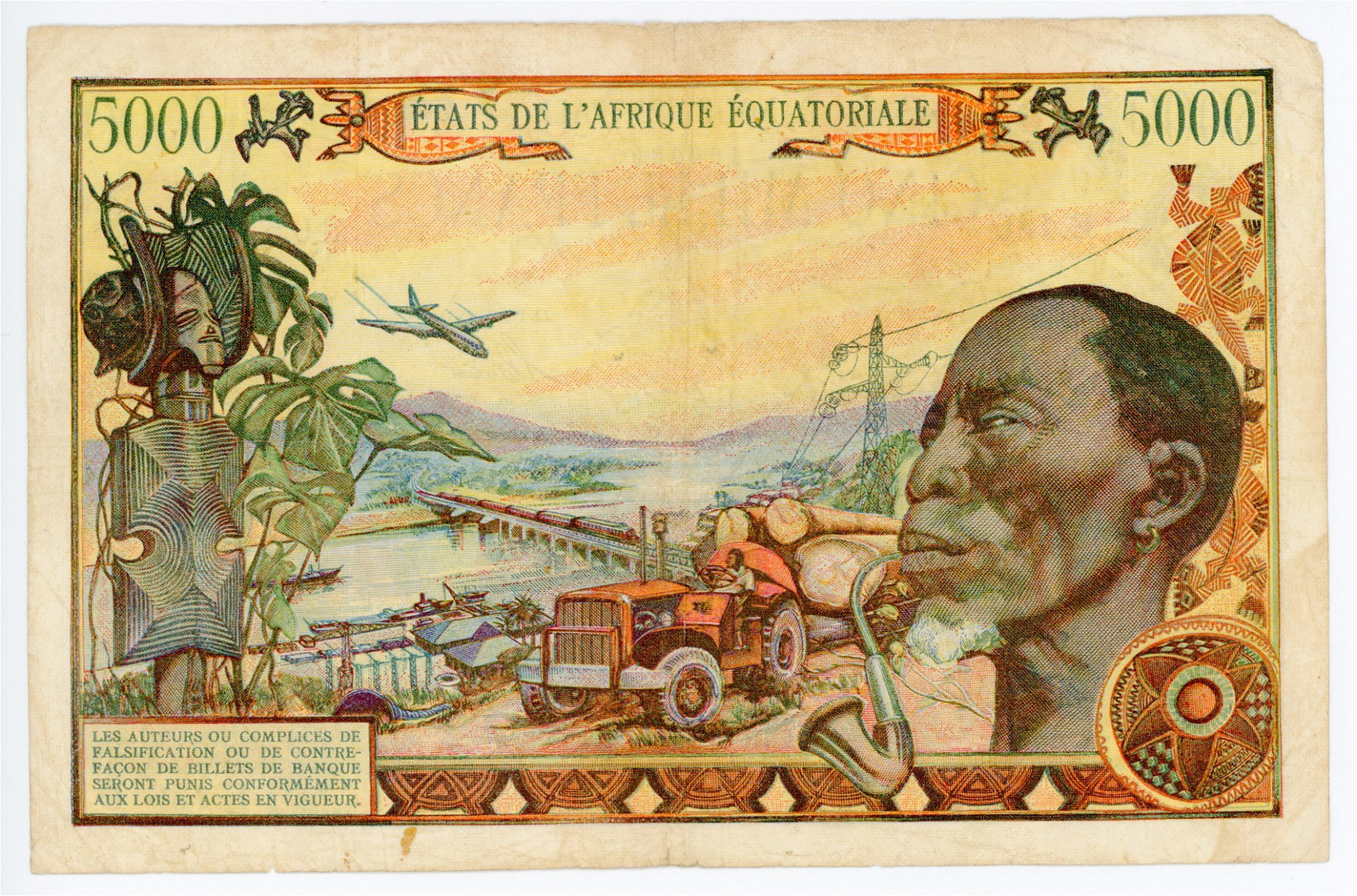 1067 - Equatorial African States Gabon 5000 Francs 1963 (ND)