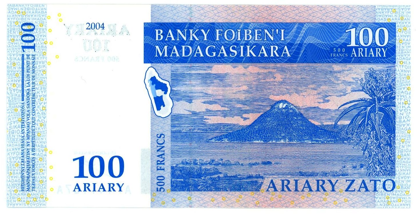 1142 - Madagascar 100 Ariary / 500 Francs 2004