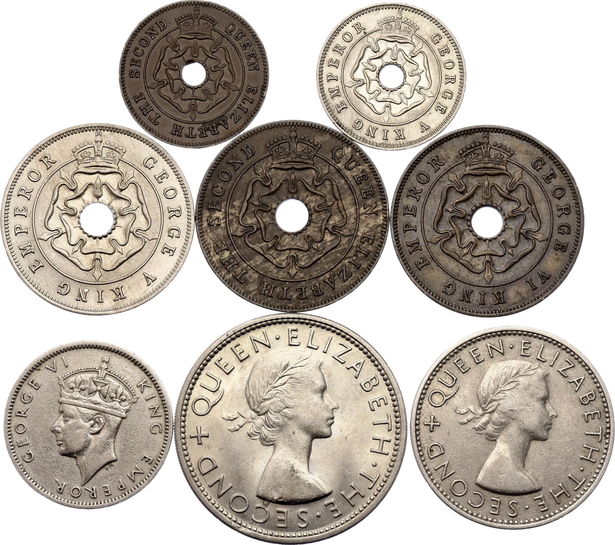 2506 - Southern Rhodesia Lot of 8 Coins 1934 - 1957