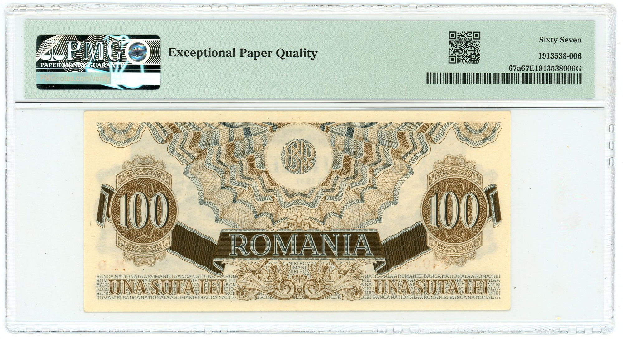 Romania 100 Lei 1947 PMG 67 EPQ Superb Gem UNC | Katz Auction