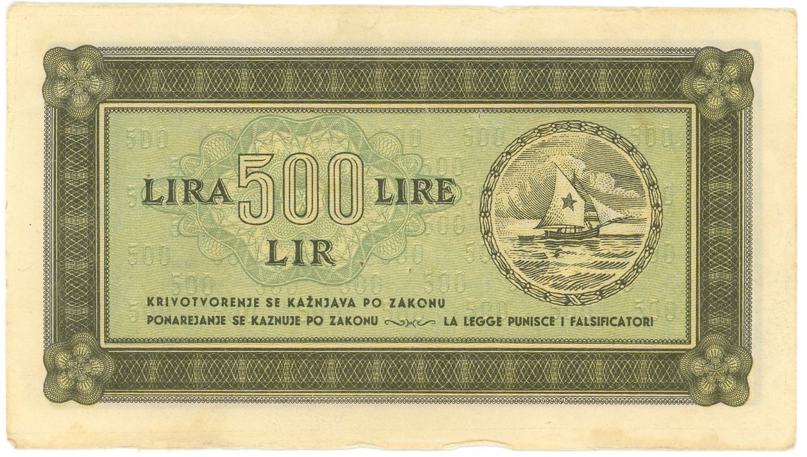 2200 - Yugoslavia Trieste 500 Lire 1945