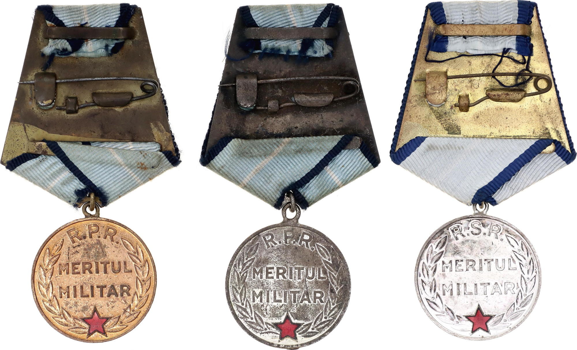 469 - Romania Lot of 3 Republic Military Merit Medals RPR-RSR 1952 - 1956