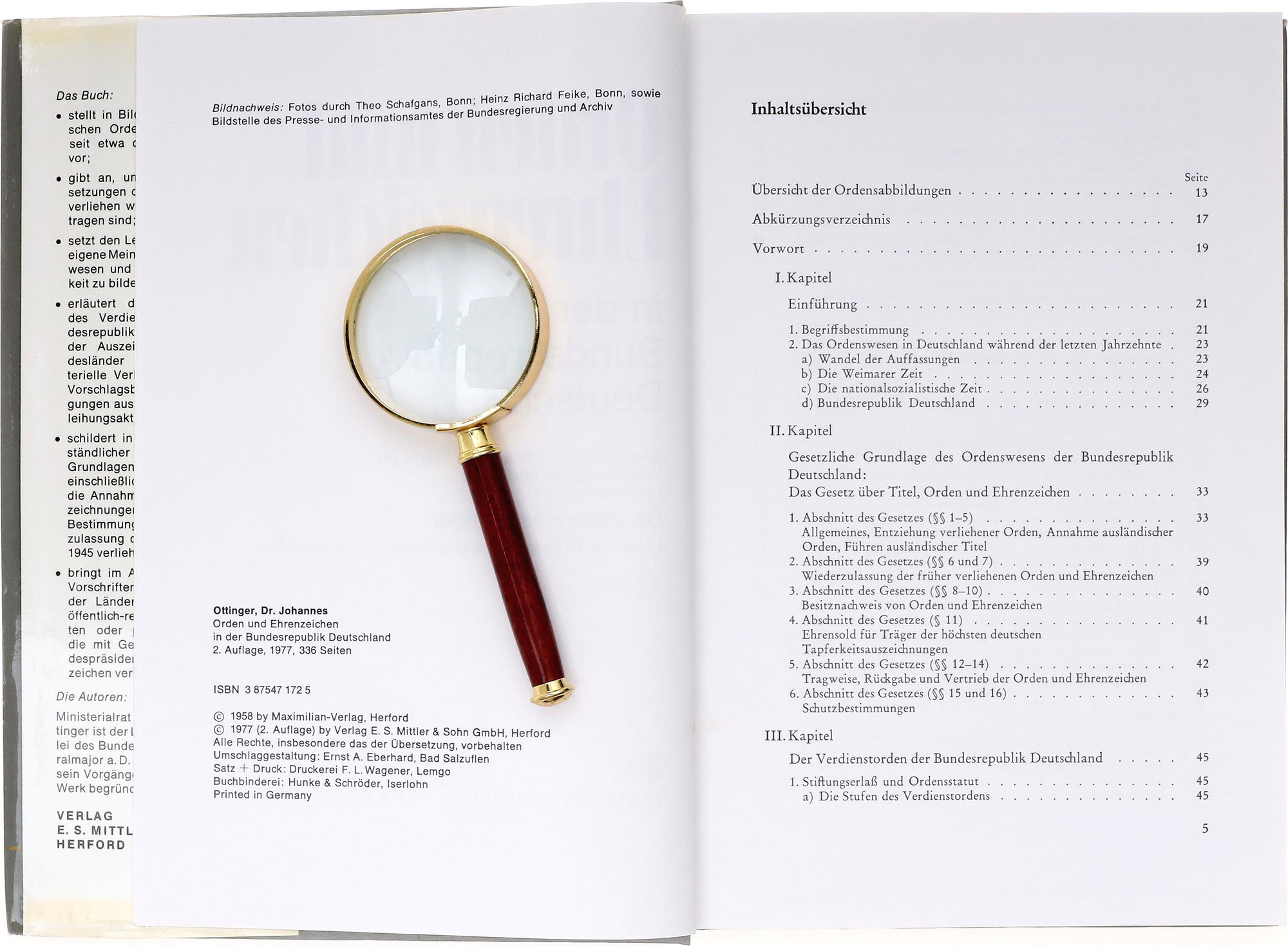 1329 - Literature Orders & Medal in FRG 1977