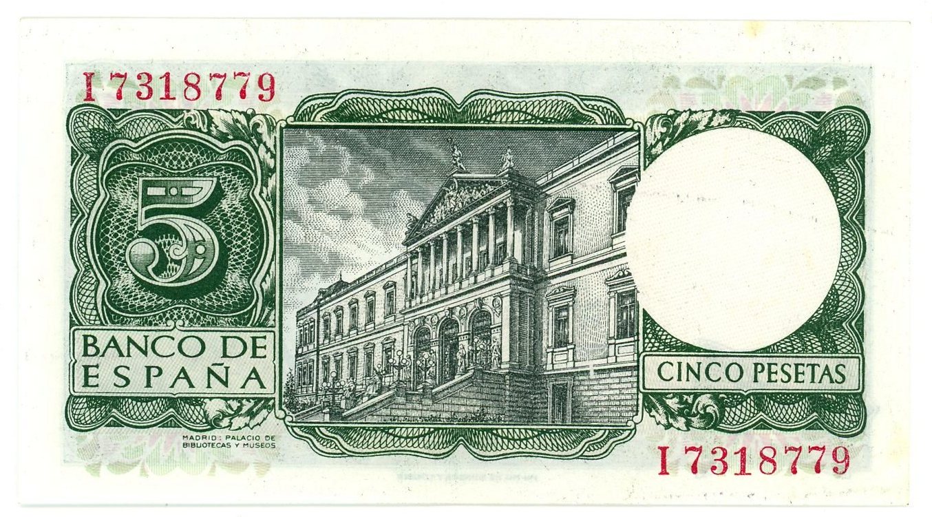1883 - Spain 5 Pesetas 1954