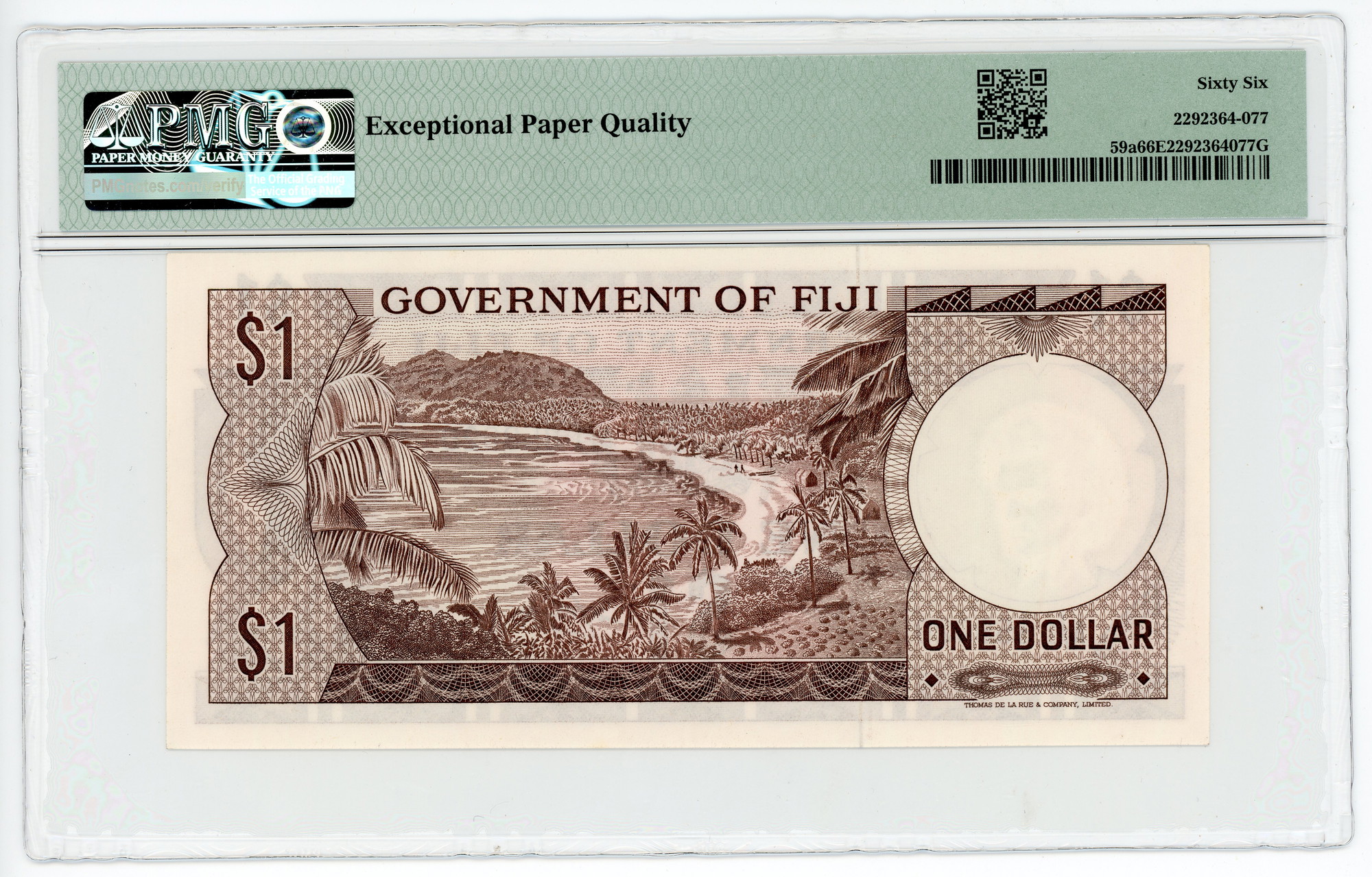 Fiji 1 Dollar 1969 (ND) PMG 66 EPQ Gem Uncirculated | Katz Auction