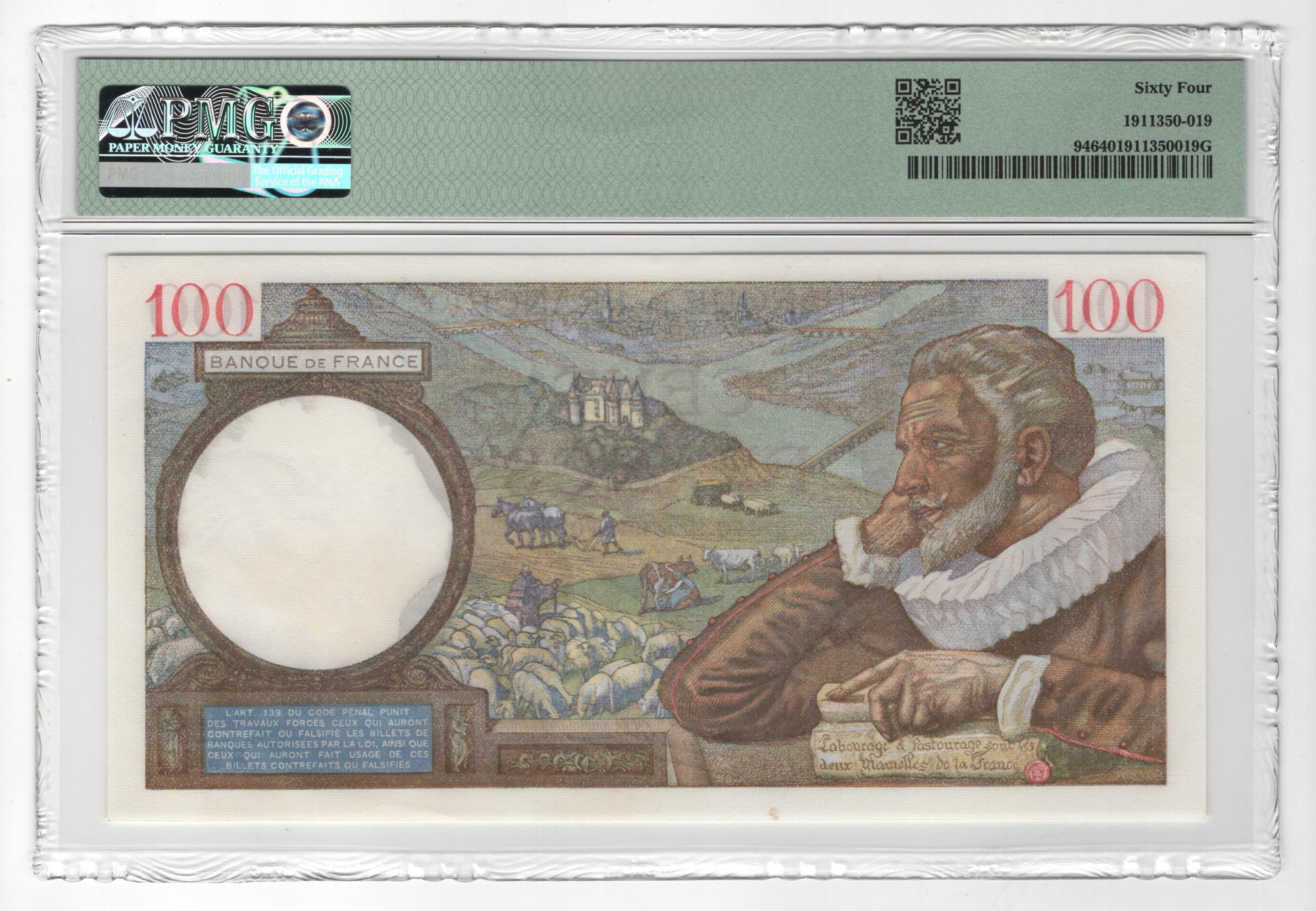 France 100 Francs 1940 PMG 64 Choice Uncirulated | Katz Auction