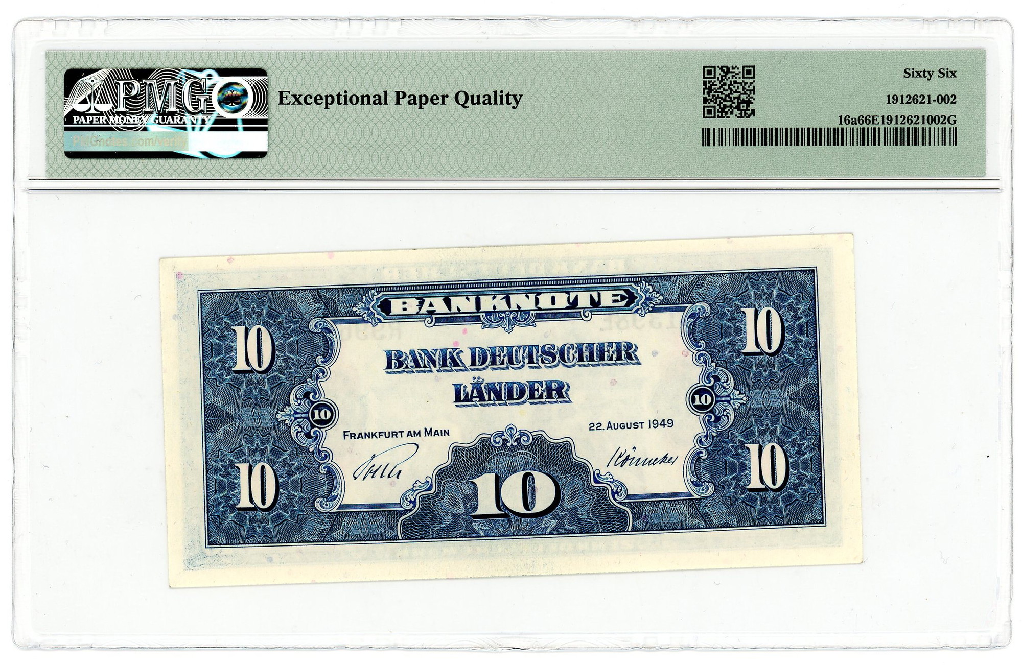 海外個人輸入 Germany - UNC Gem EPQ 66 PMG 1949 Mark Deutsche 10 FRG 帳簿・伝票・事務書類