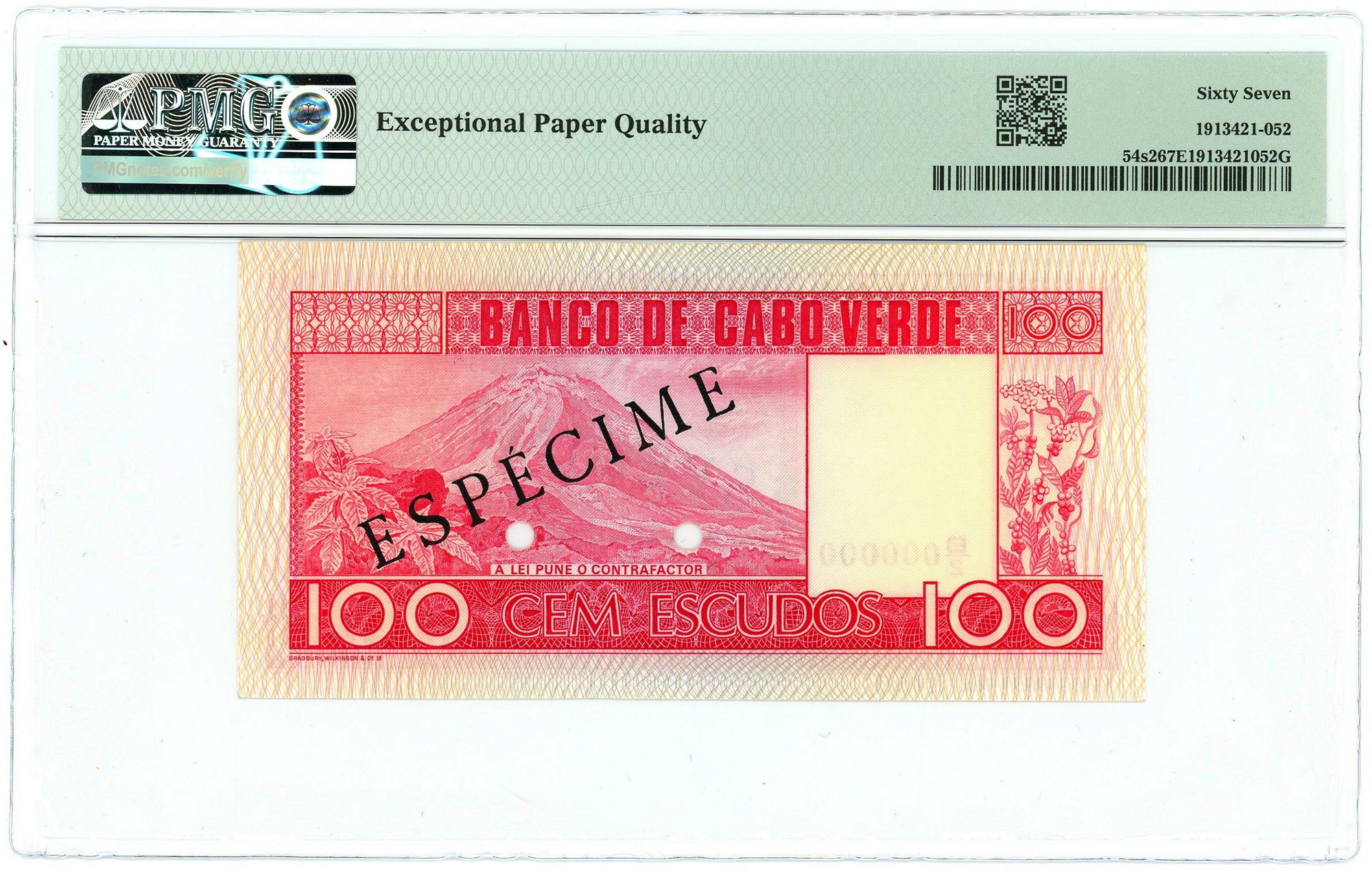 990 - Cabo Verde 100 Escudos 1977 Specimen PMG 67 EPQ Superb Gem UNC