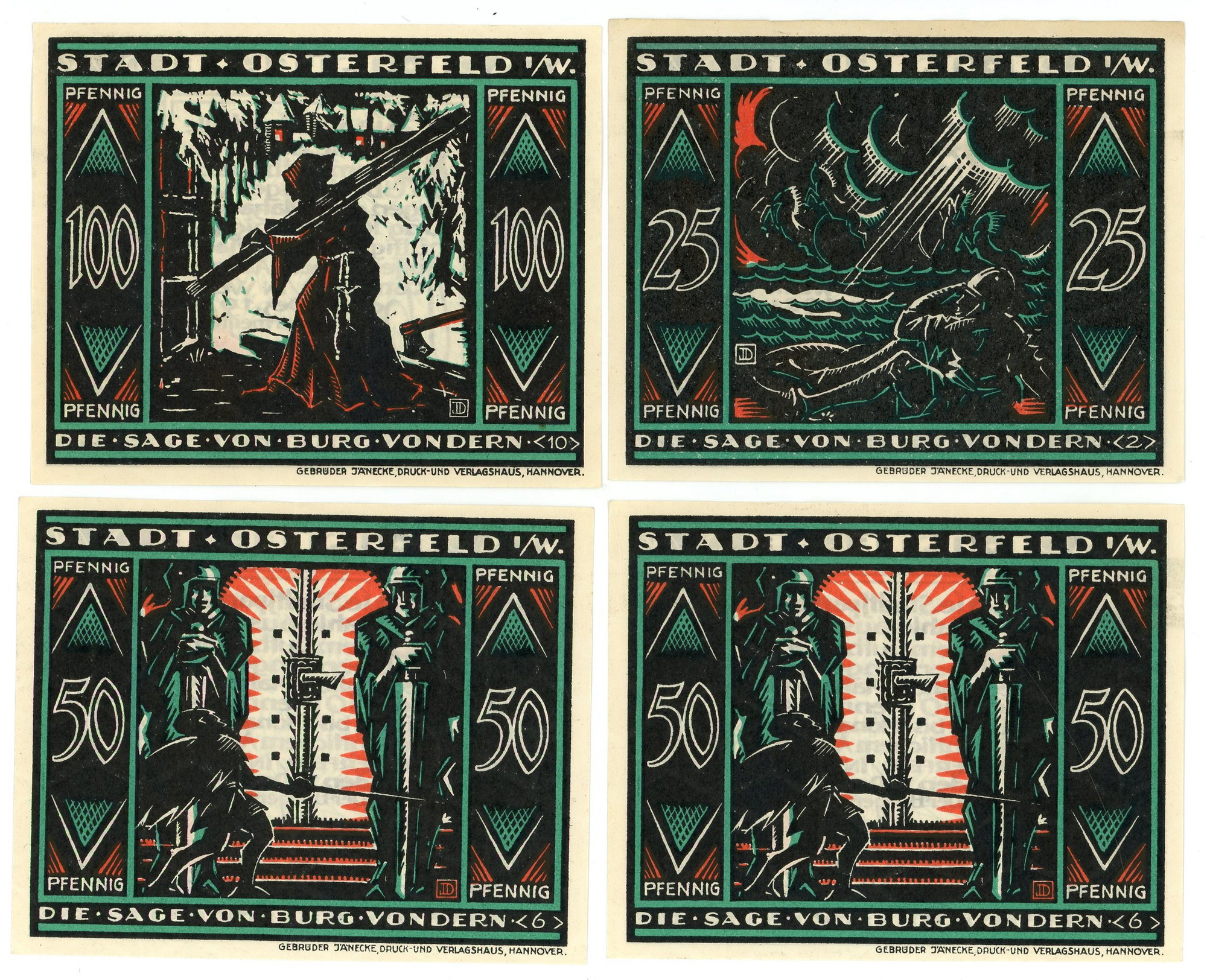 2498 - Germany - Weimar Republic Westfalia Osterfeld Lot of 4 Notgelds 1921