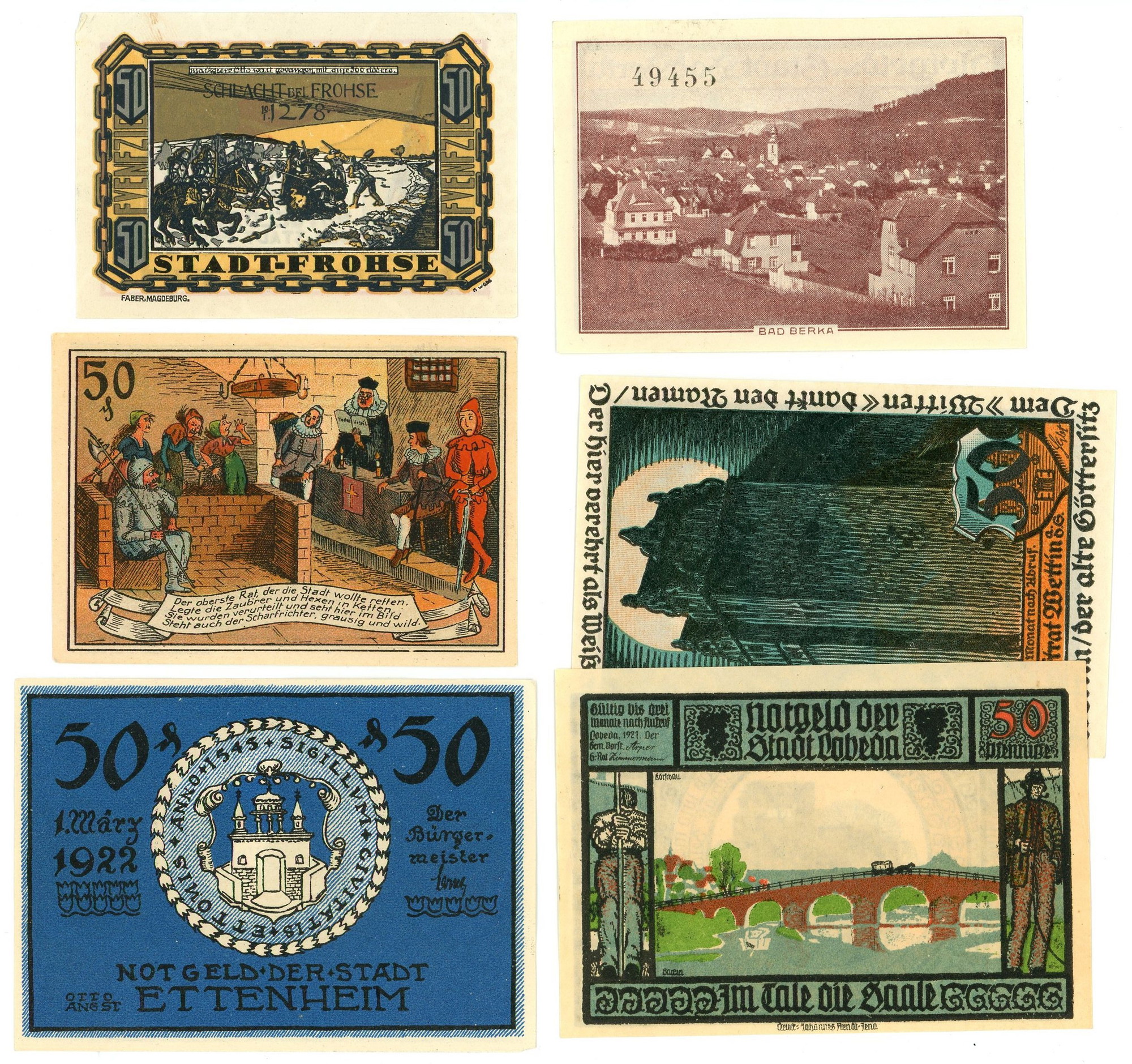 2482 - Germany - Weimar Republic Lot of 6 x 50 Pfennig 1921
