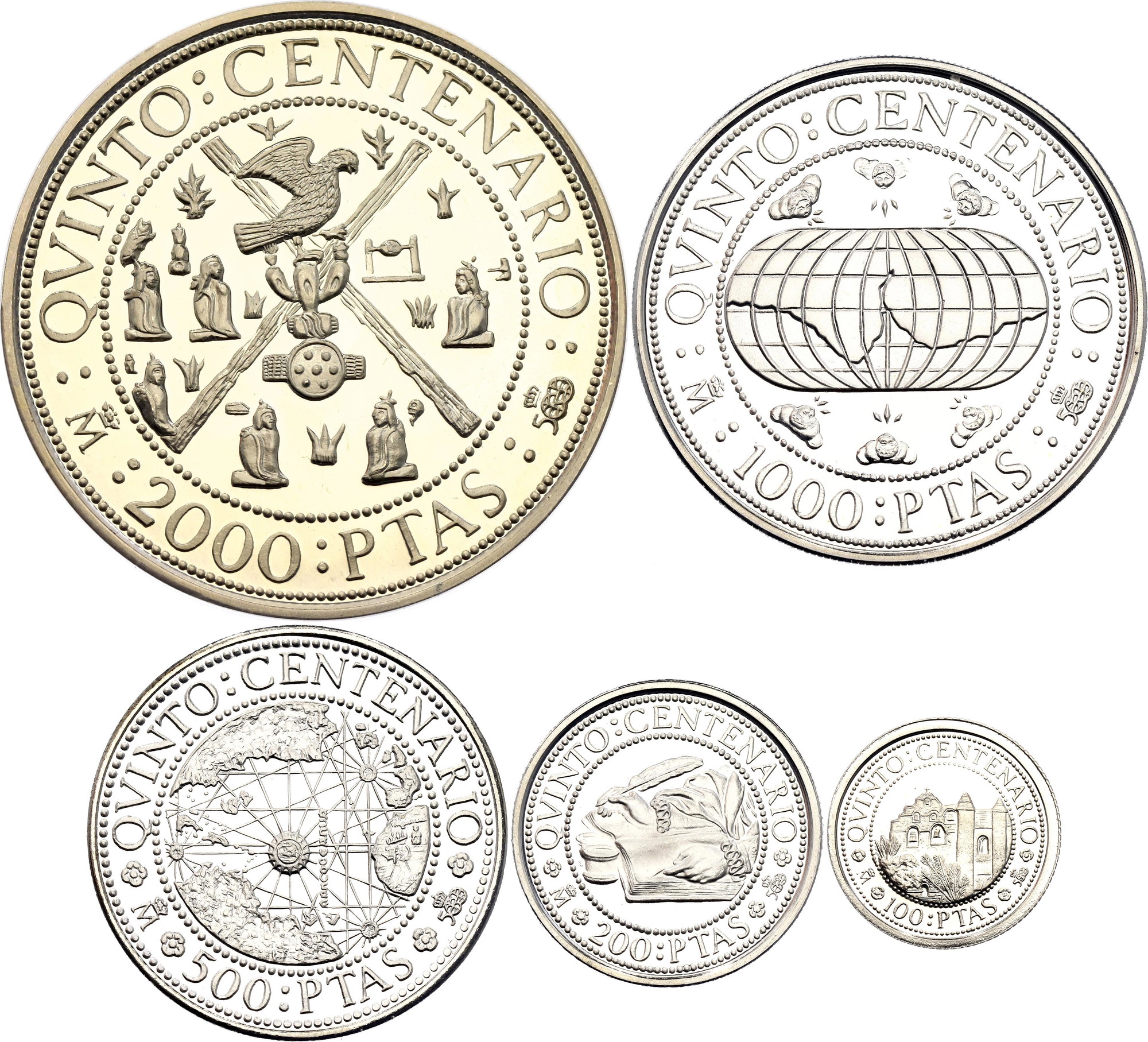 1044 - Spain Annual Proof Set of 5 Silver Coins 1990 M