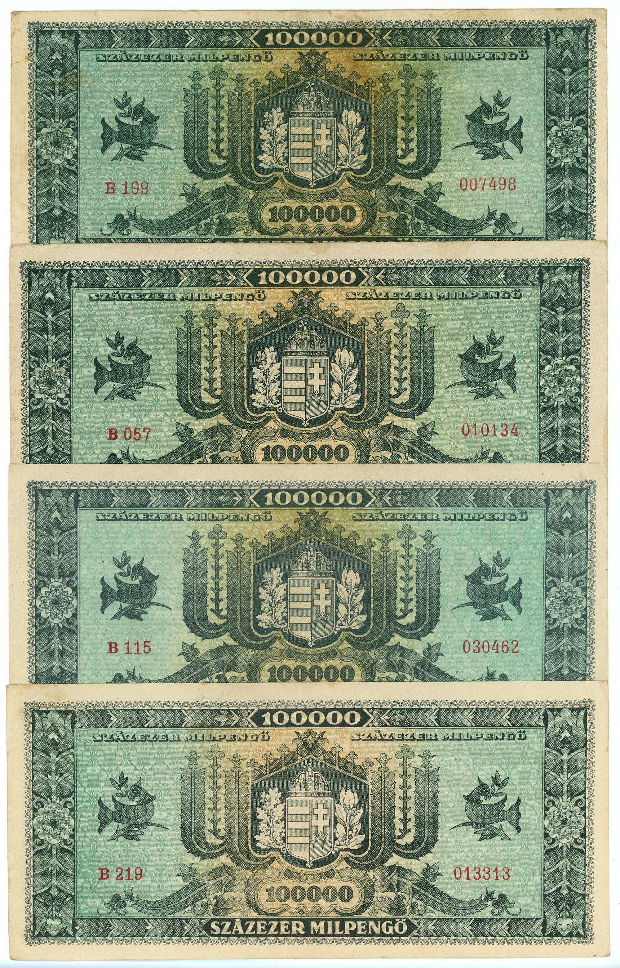 1661 - Hungary 4 x 100000 Milpengo 1946