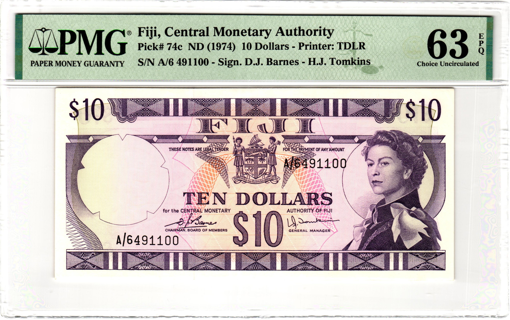 Fiji 1 Dollar 1974 (ND) PMG 67 EPQ Superb Gem Unc | Katz Auction