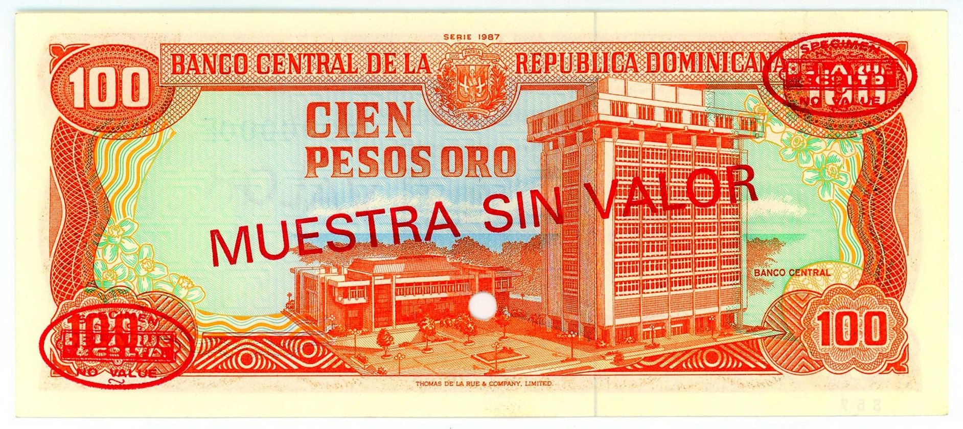 2506 - Dominican Republic 100 Pesos Oro 1987 Specimen