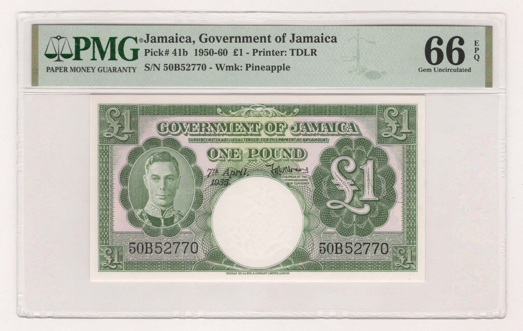 Jamaica 1 Pound 1955 PMG 66 EPQ | Katz Auction