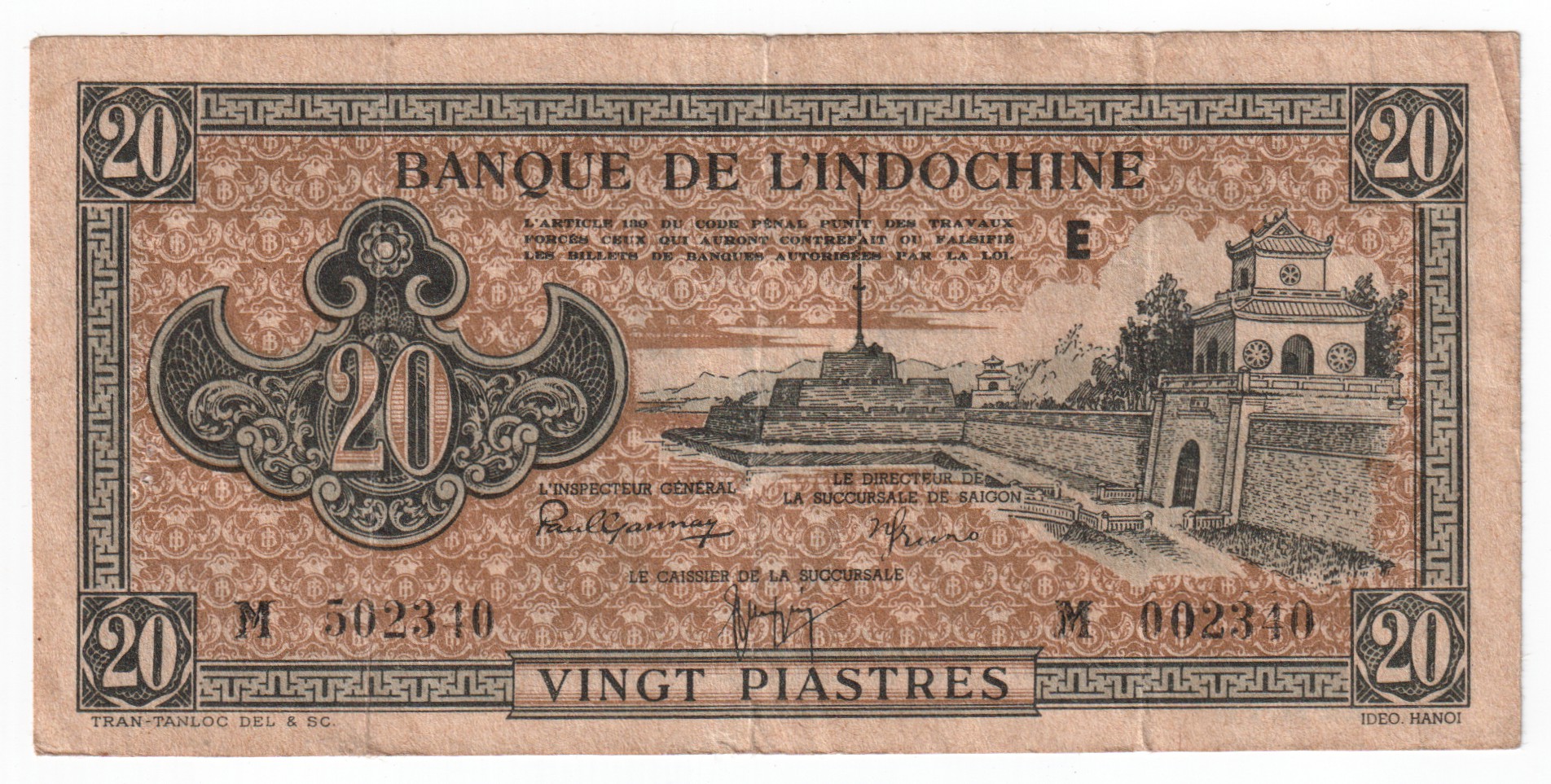 French Indochina 20 Piastres 1942 -1945 (ND) | Katz Auction