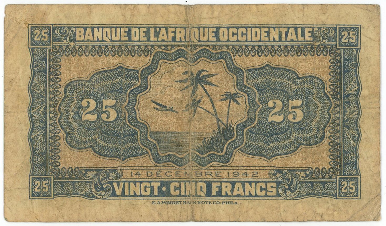 3359 - French West Africa 25 Francs 1942