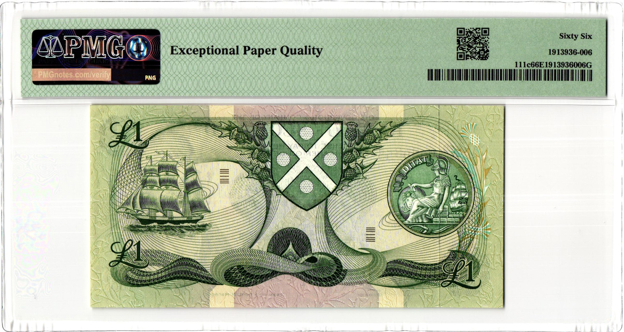 2839 - Scotland 1 Pound 1974 - 1978 PMG 66 EPQ Gem Uncirculated