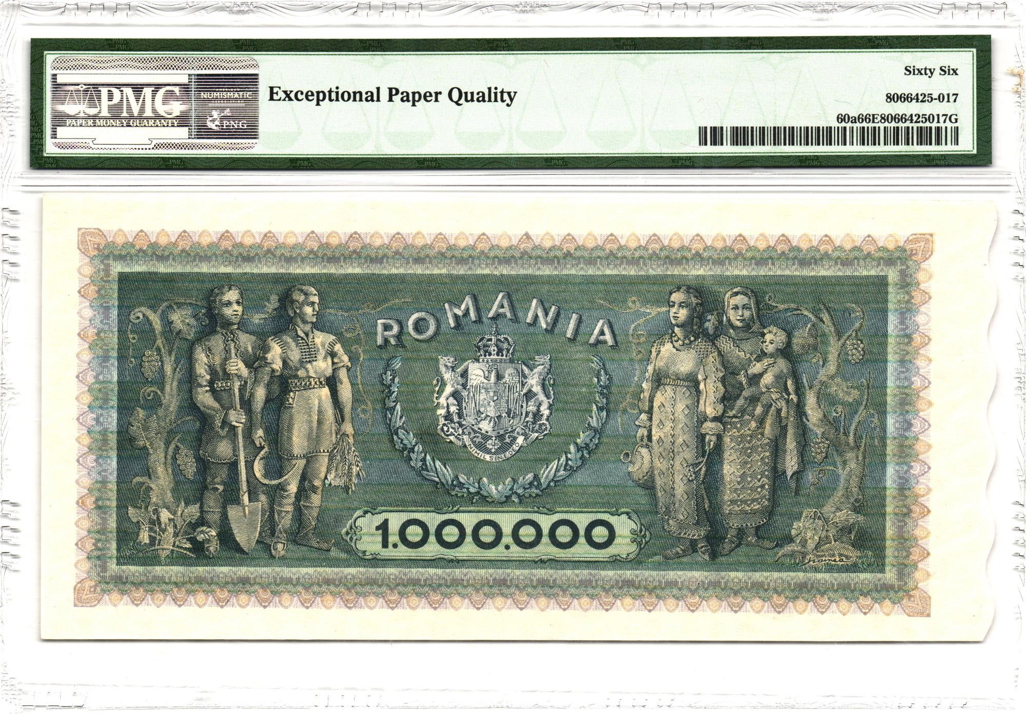 2147 - Romania 1000000 Lei 1947 PMG 66 EPQ Gem Uncirculated