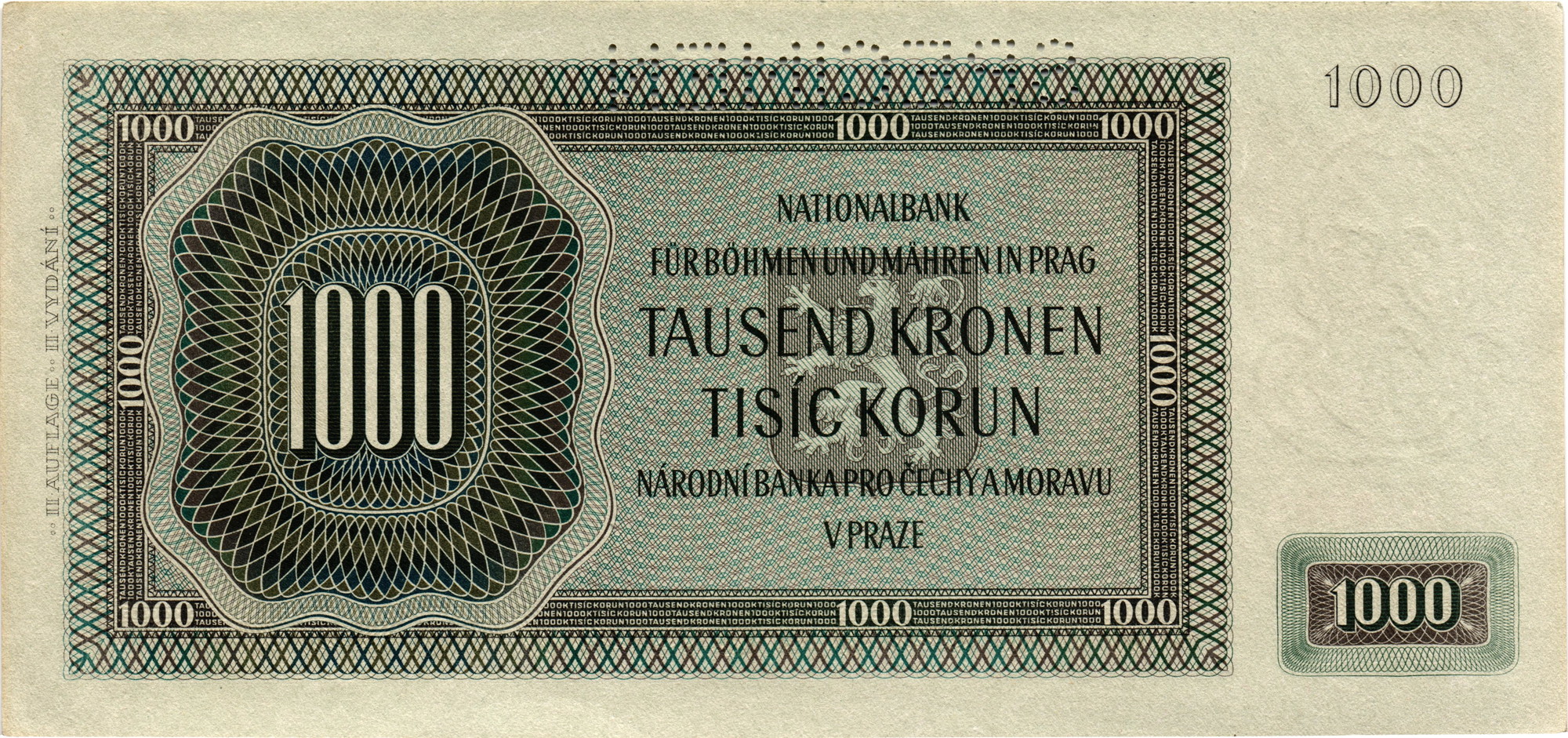 1374 - Bohemia & Moravia 1000 Korun 1942 Specimen
