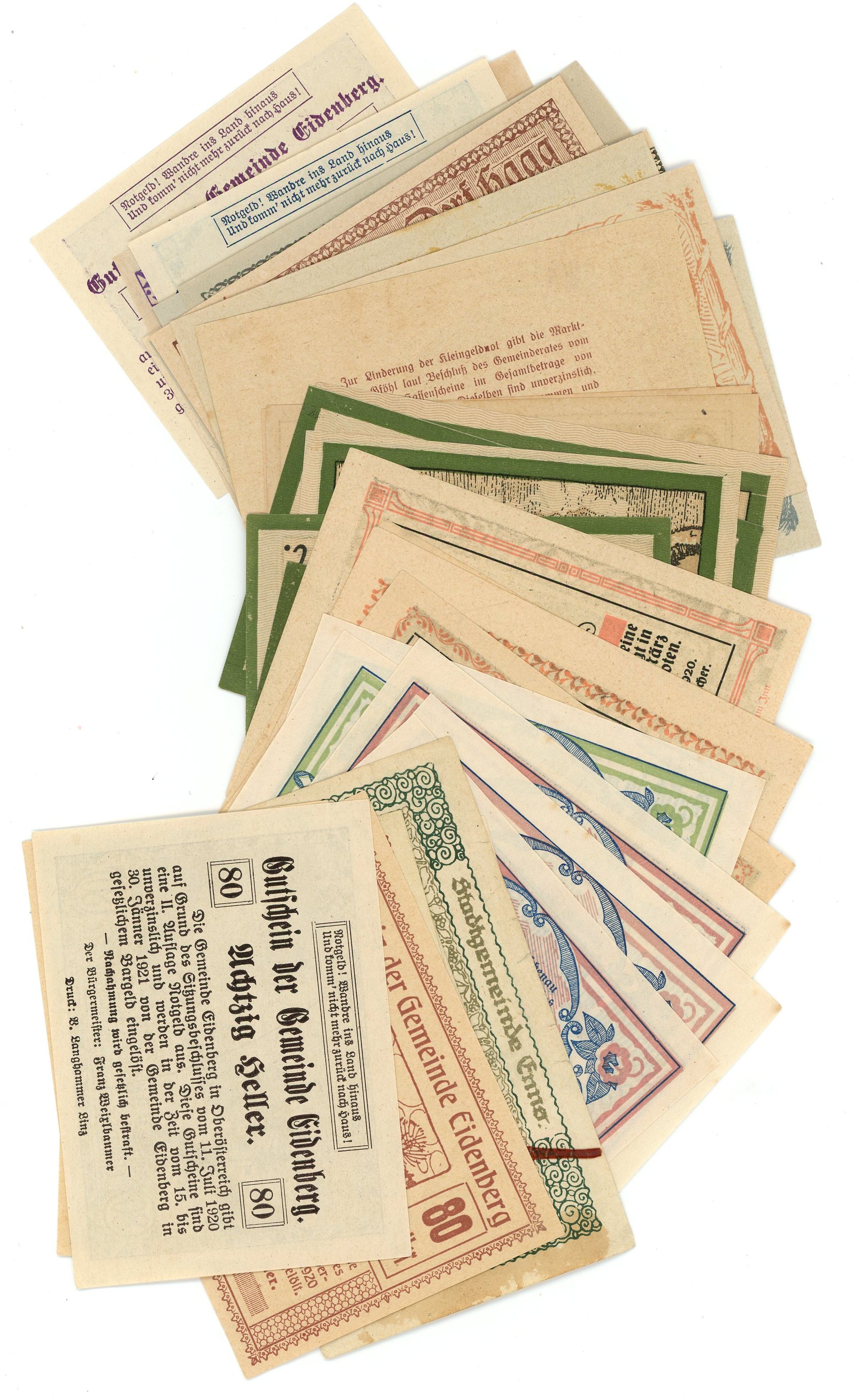 1566 - Austria Notgelds Lot of 50 Banknotes 1918 -1924