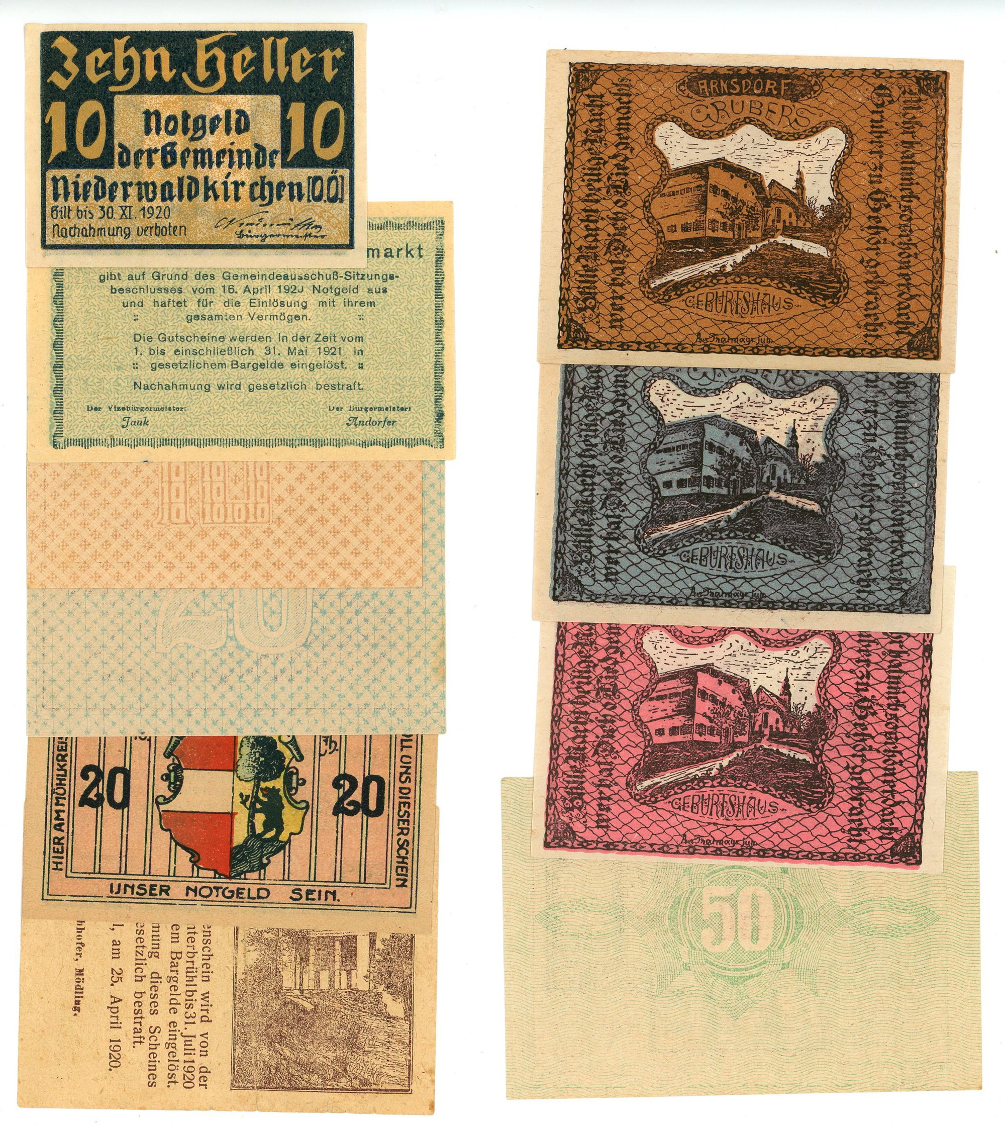 20 - Austria Lot of 10 Banknotes 1920 th