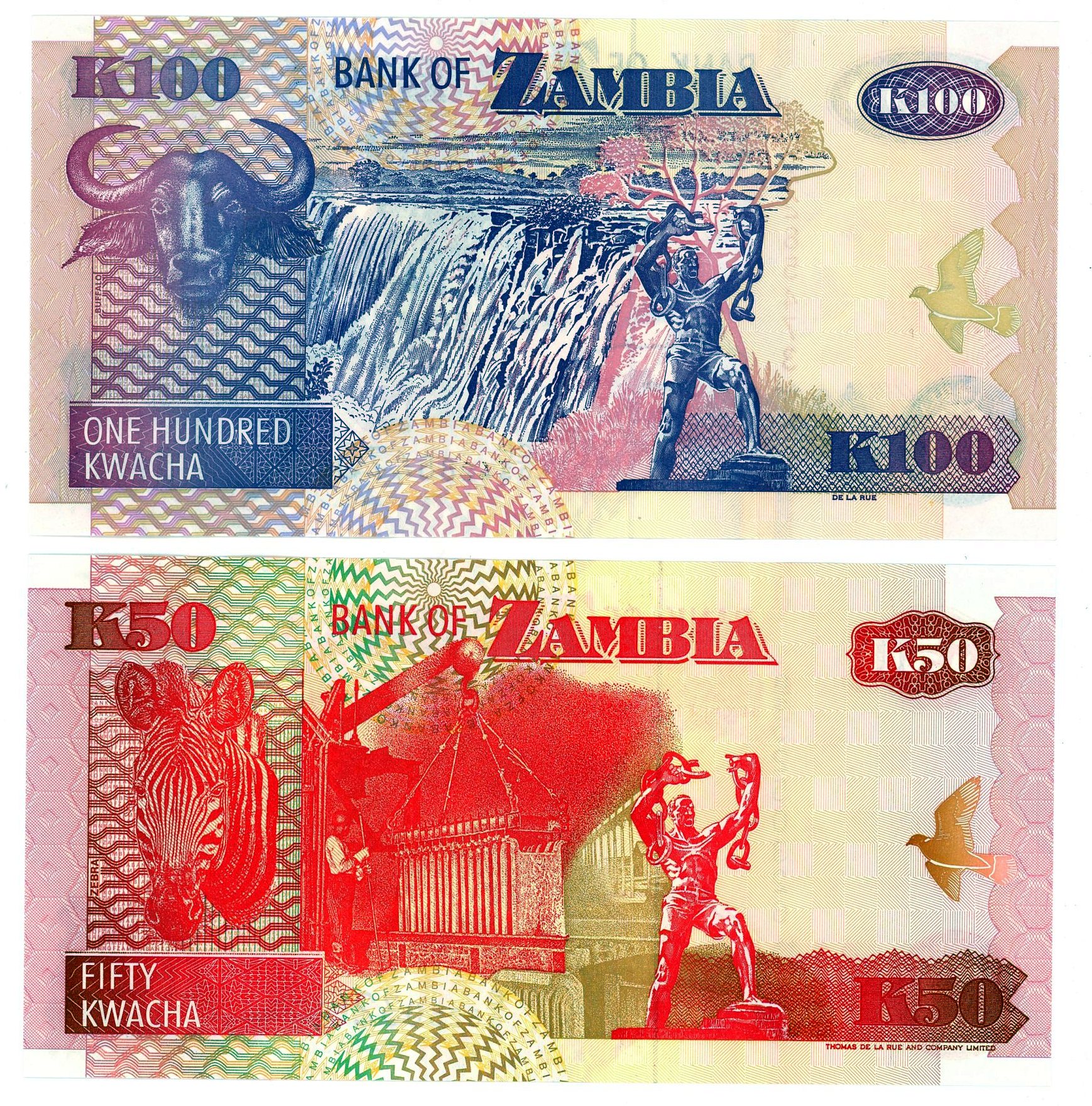 3699 - Zambia 50 - 100 Kwacha 1992 - 2008