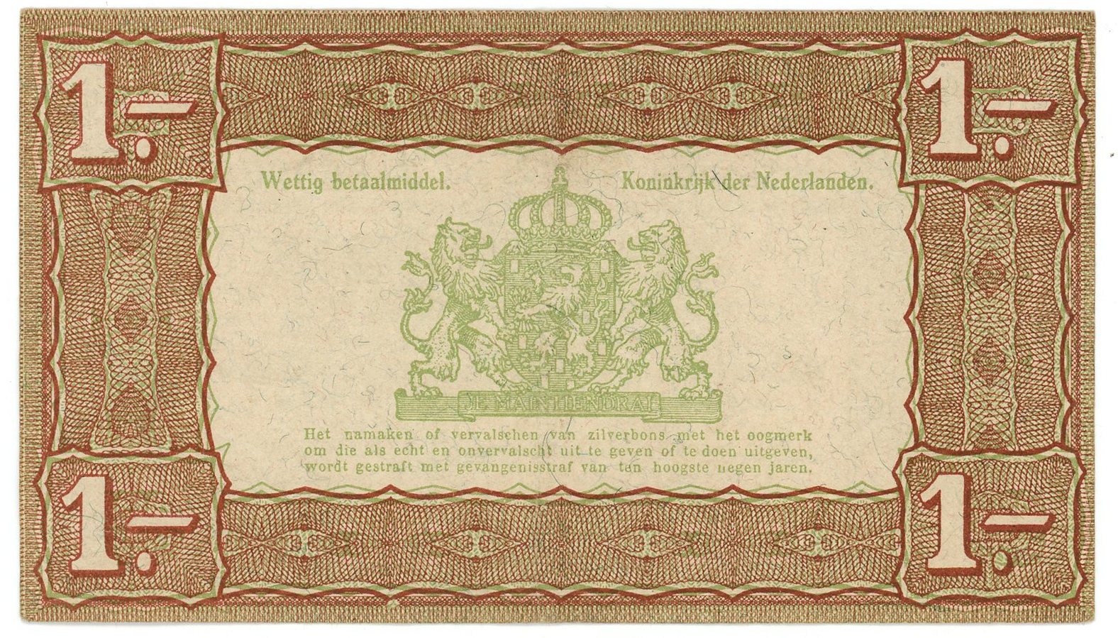 673 - Netherlands 1 Gulden Silver Voucher 1938