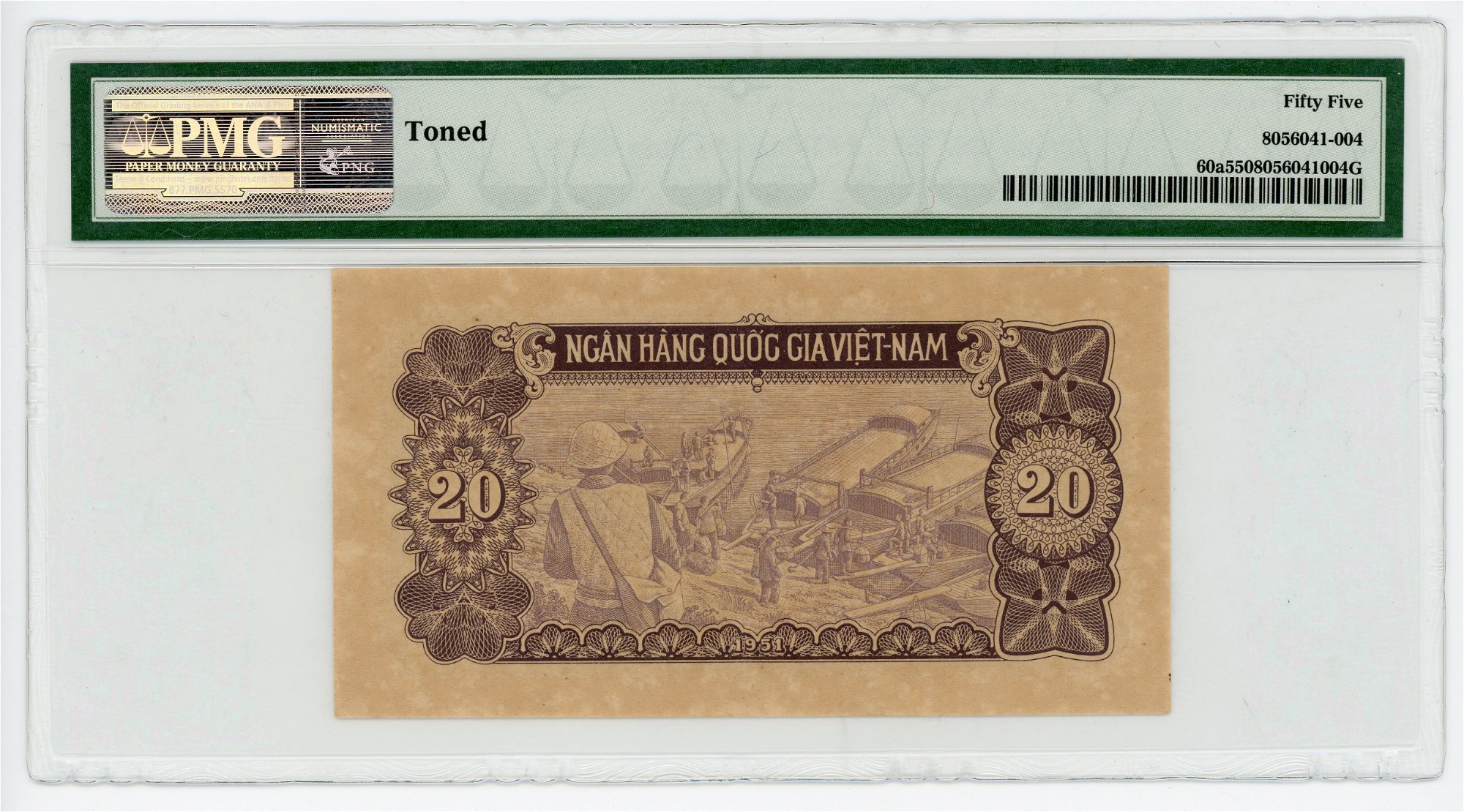 3192 - Vietnam North 20 Dong 1951 PMG 55 About Uncirculated