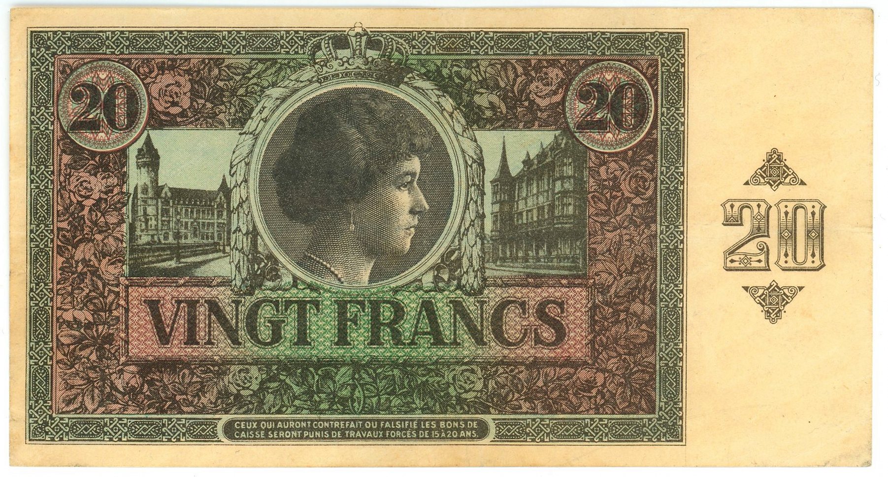 649 - Luxembourg 20 Francs 1926 (ND)