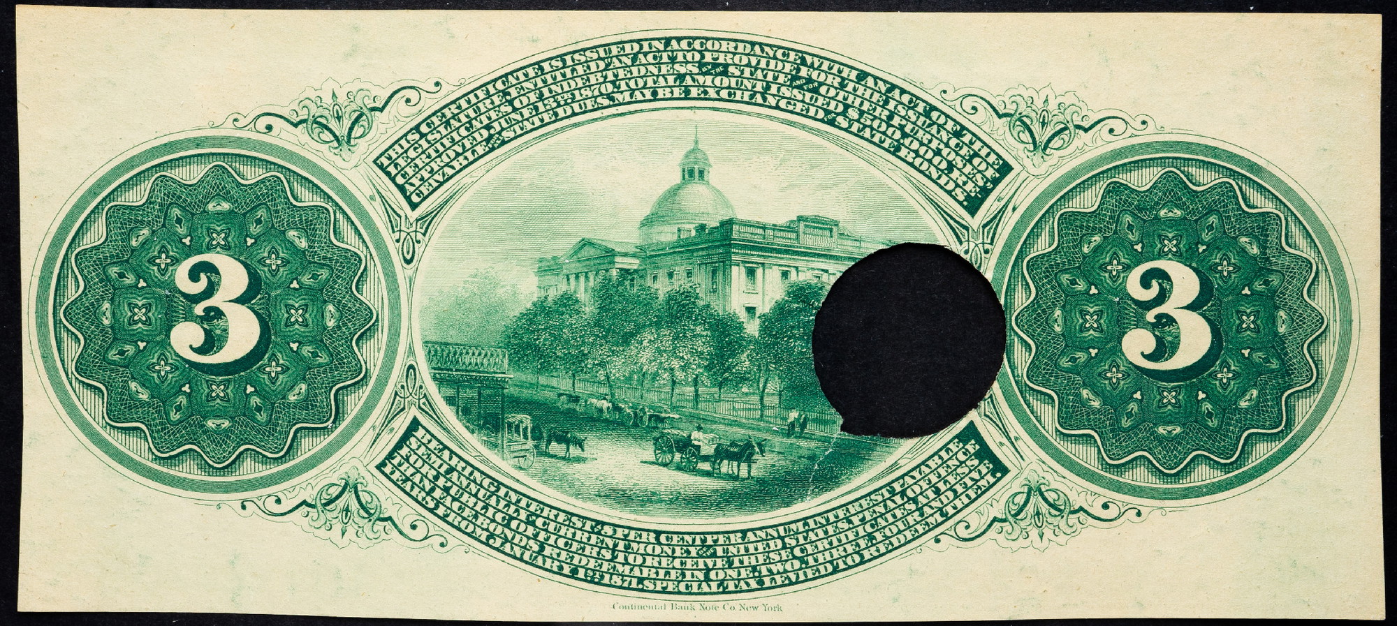 1323 - United States Mississippi 3 Dollars 1870