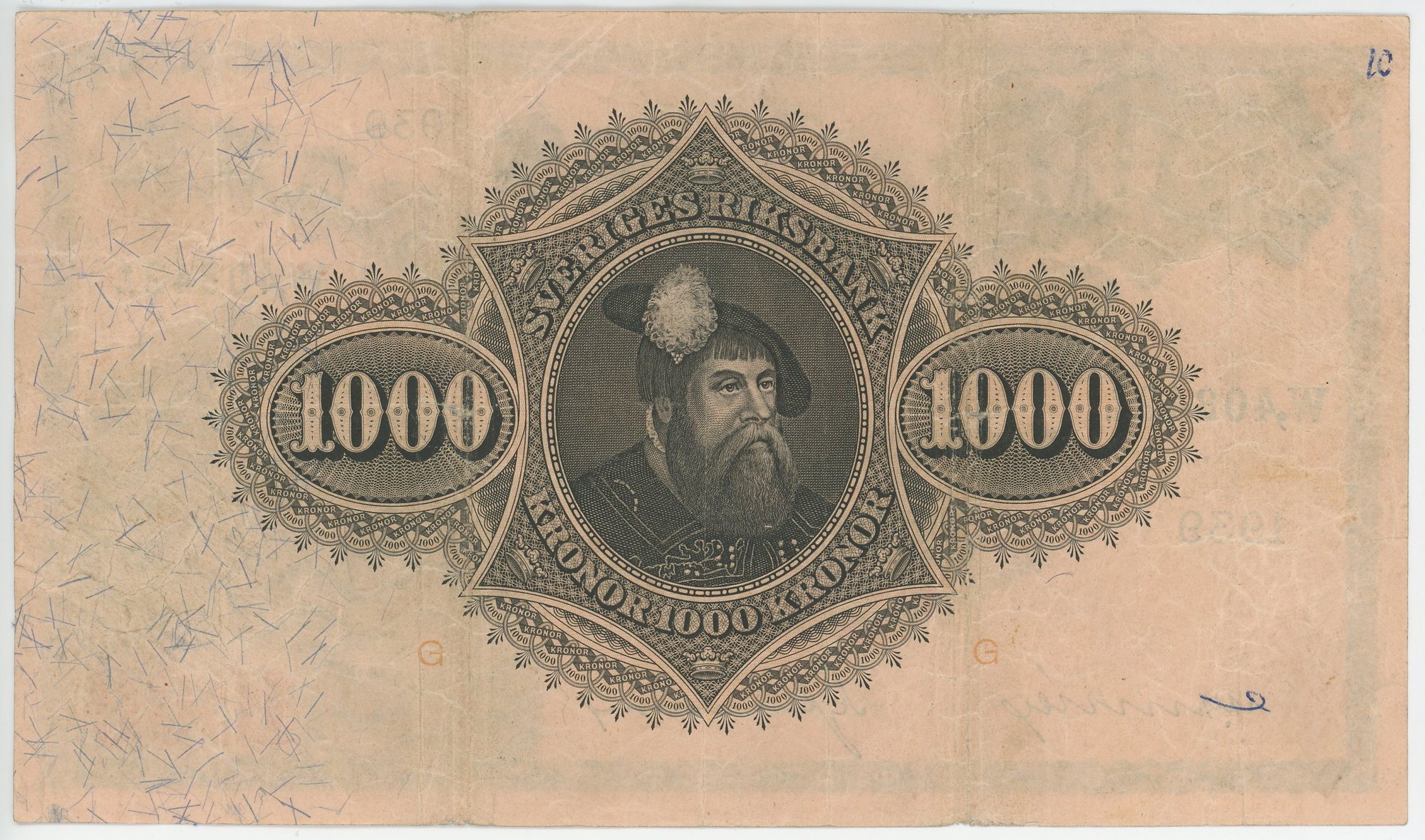 1931 - Sweden 1000 Kronor 1939