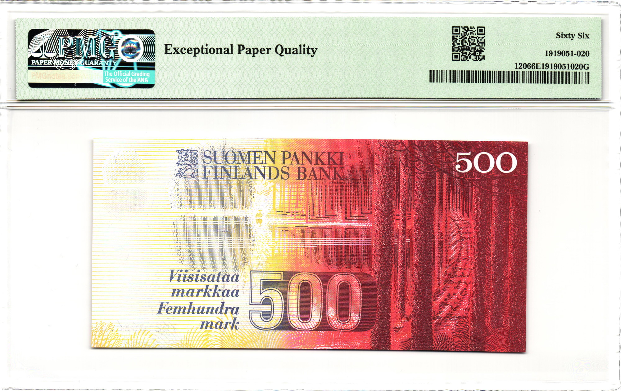 1600 - Finland 500 Markkaa 1986 PMG 66 EPQ Gem UNC