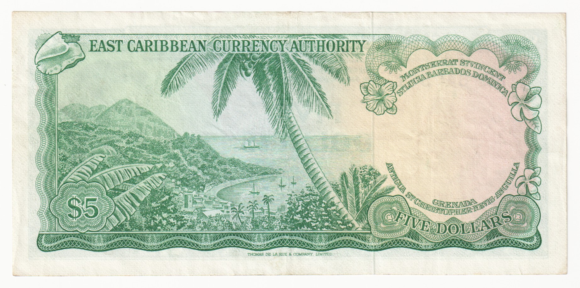 811 - East Caribbean States 5 Dollars 1965 (ND)