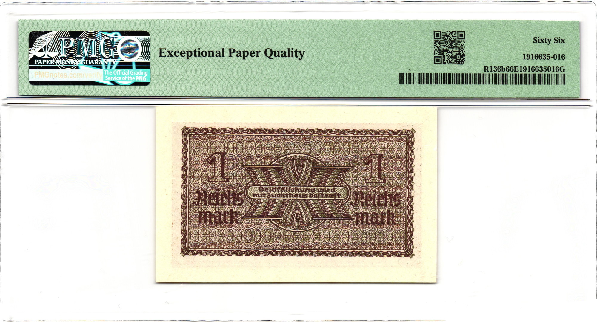 2565 - Germany - Third Reich 1 Reichsmark 1940 - 1945 (ND) PMG 66 EPQ Gem UNC