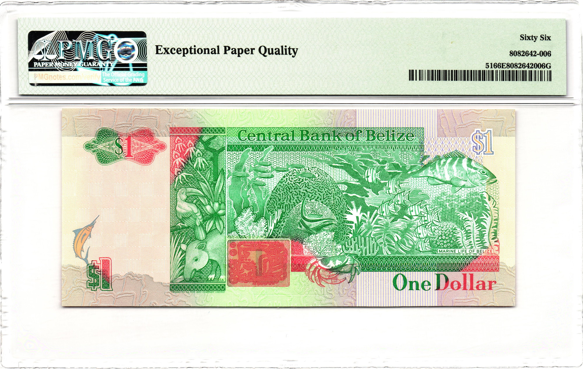 1264 - Belize 1 Dollar 1990 PMG 66 EPQ Gem UNC