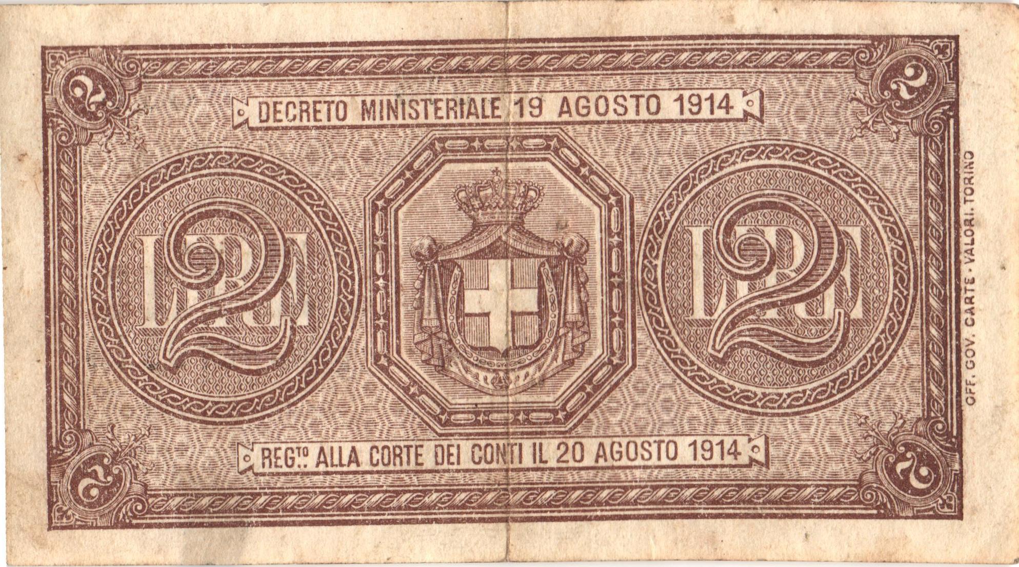 2196 - Italy 2 Lire 1914