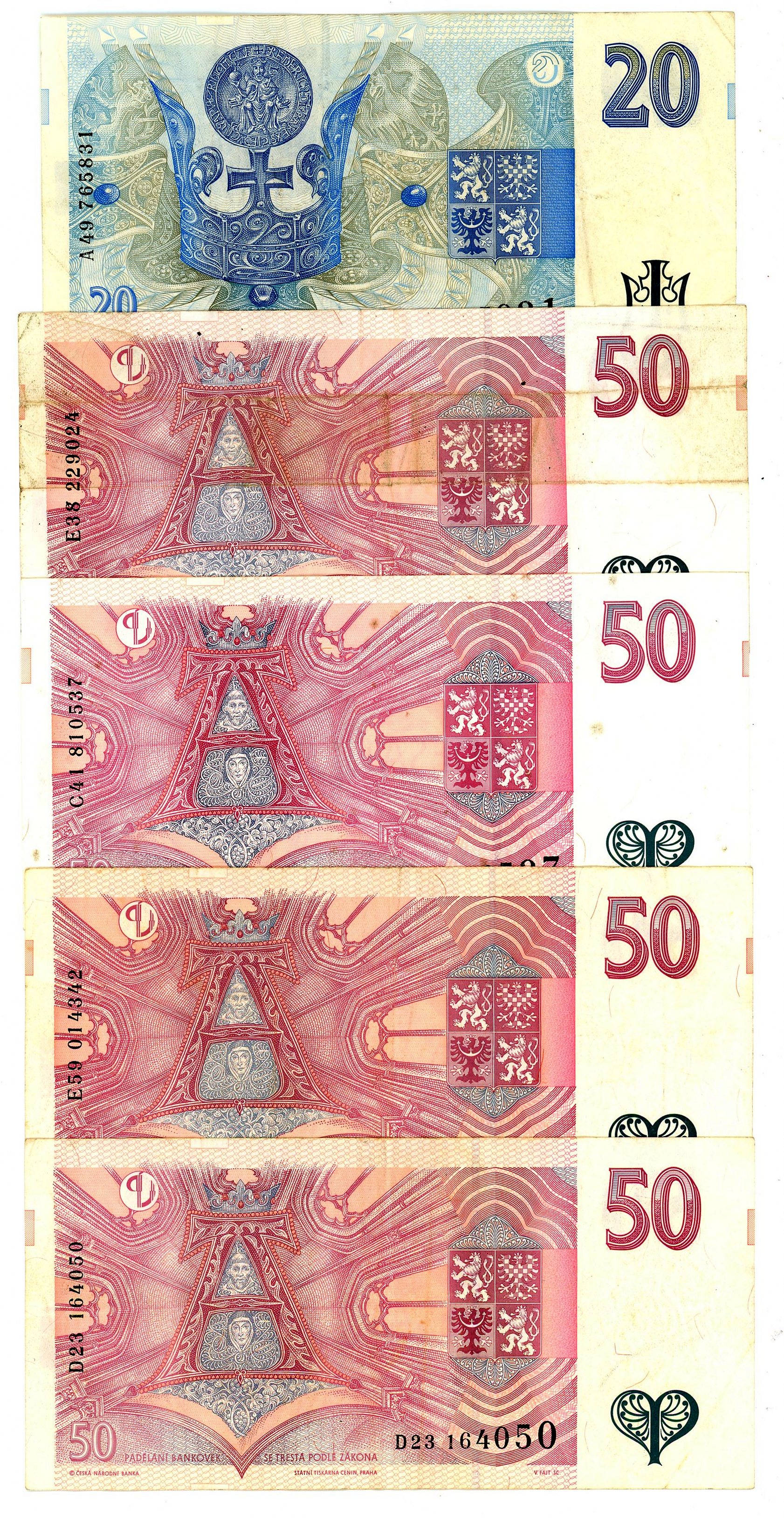 2969 - Czech Republic 20 - 4 x 50 Korun 1994 - 1997