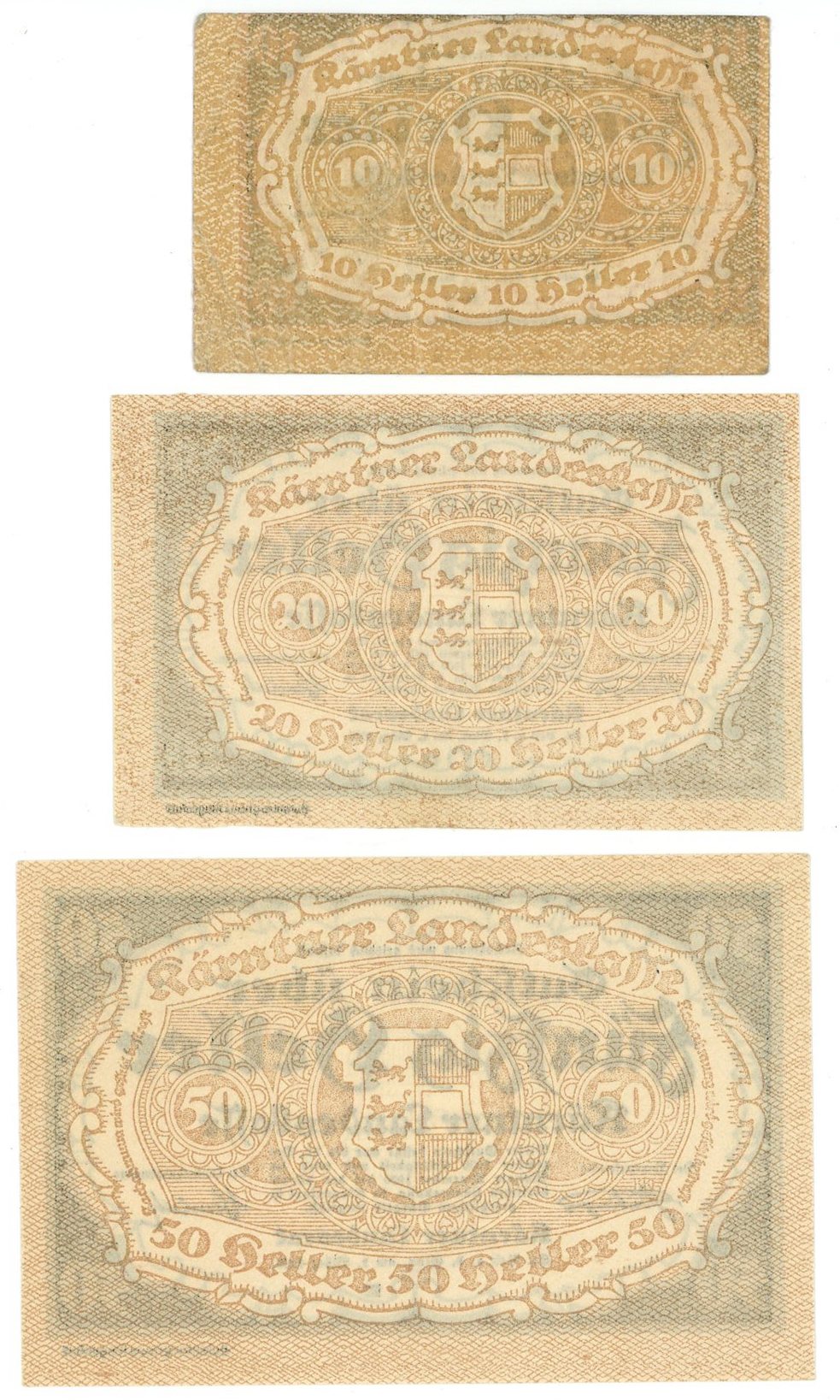 3069 - Austria Karnten 10 - 20 - 50 Heller 1920