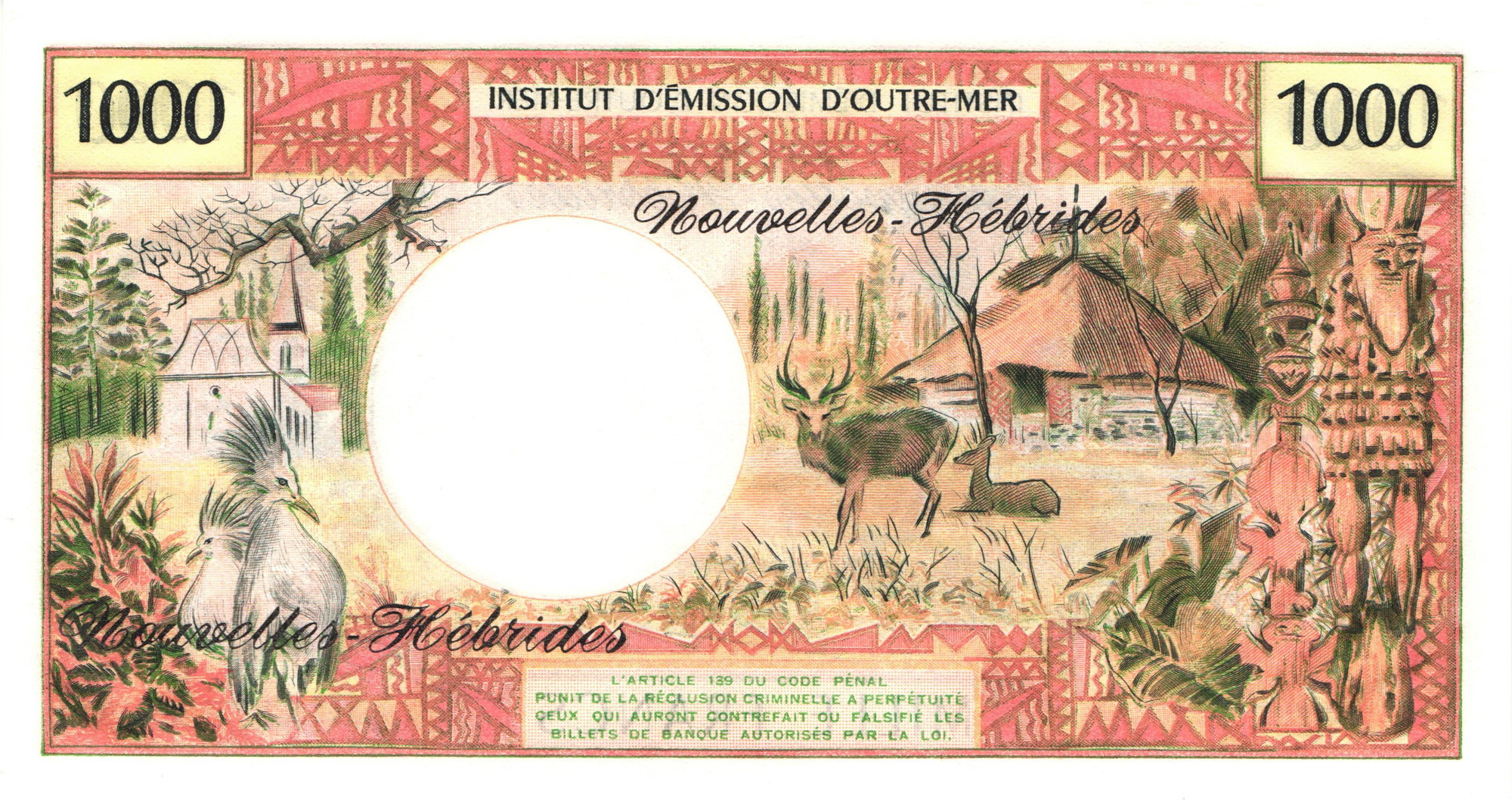 39 - New Hebrides 1000 Francs 1980