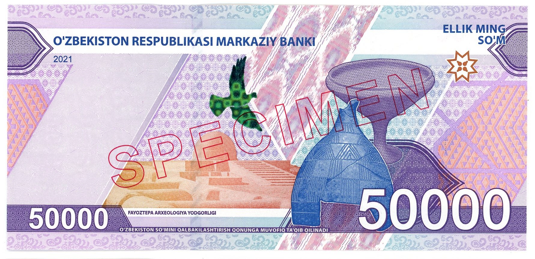2821 - Uzbekistan 50000 Sum 2021 Specimen