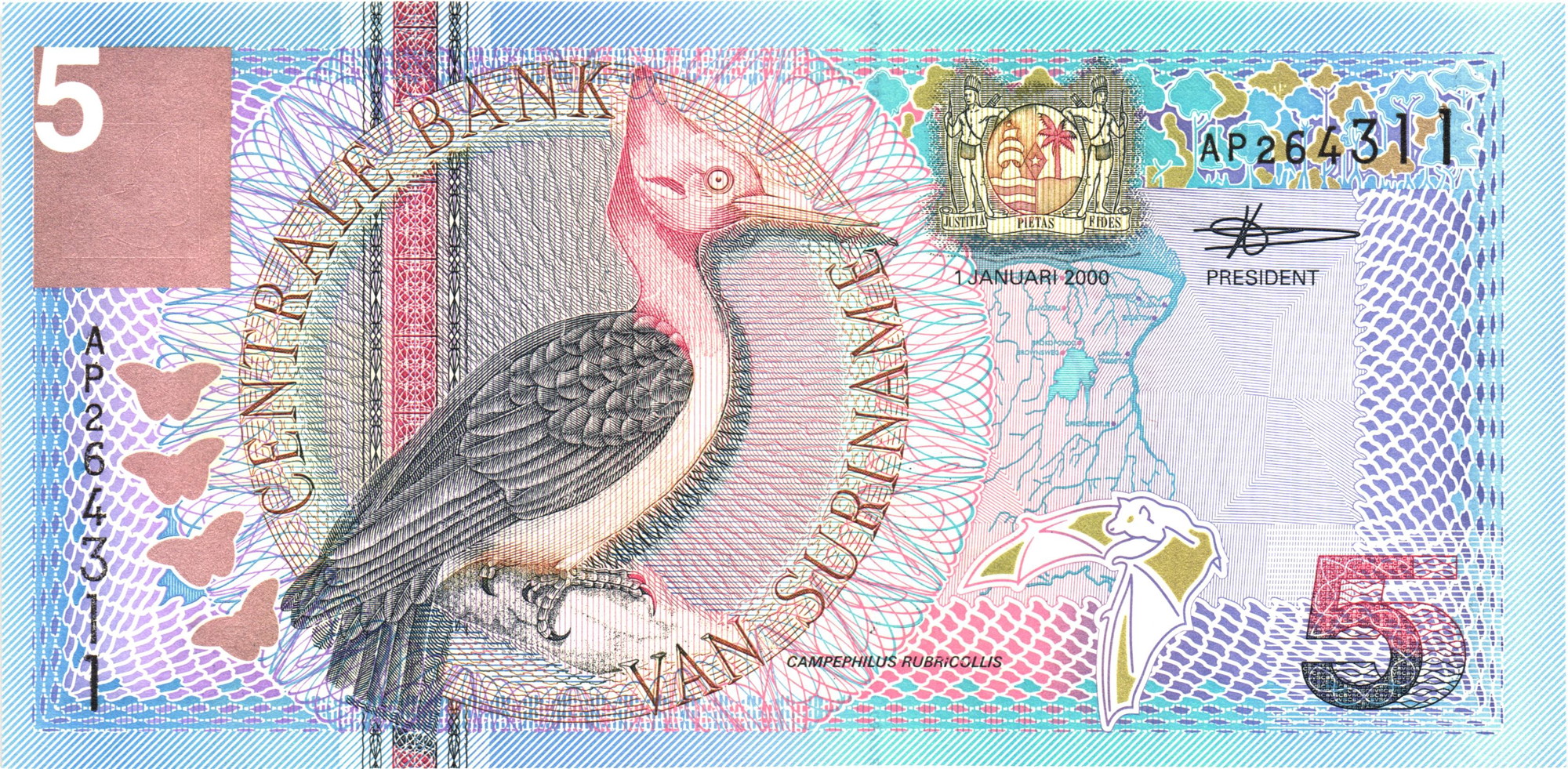 3517 - Suriname 5 Gulden 2000