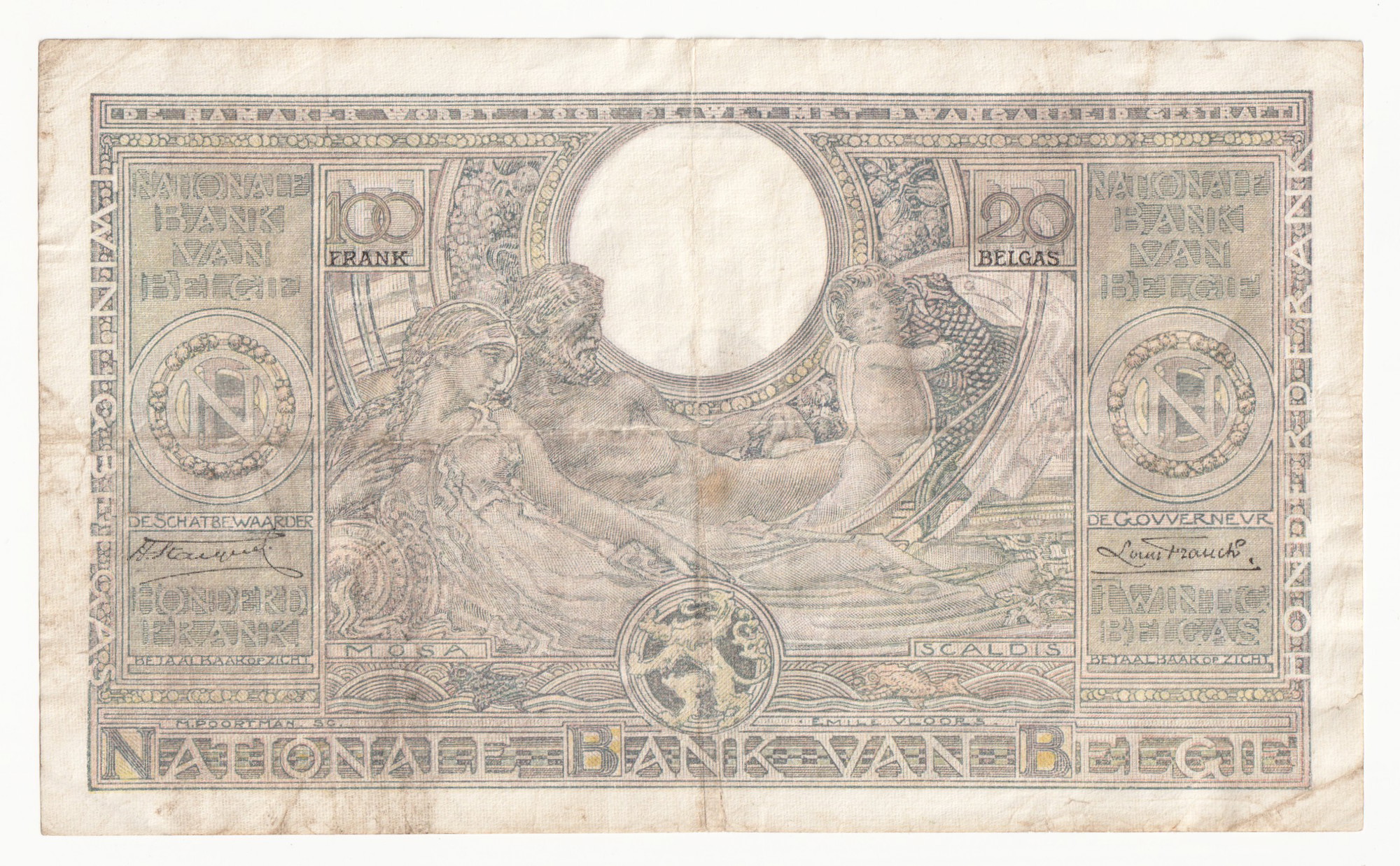 3869 - Belgium 100 Francs / 20 Belgas 1935