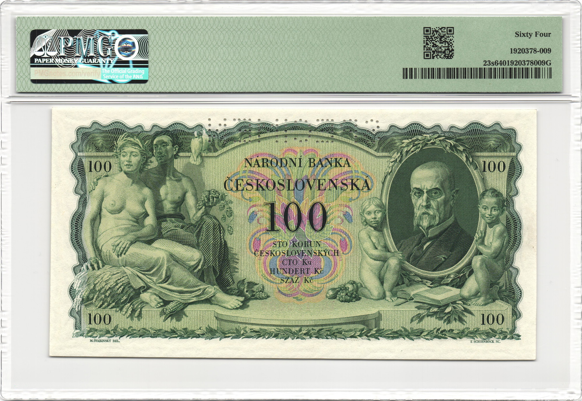 1095 - Czechoslovakia 100 Korun 1931 Specimen PMG 64