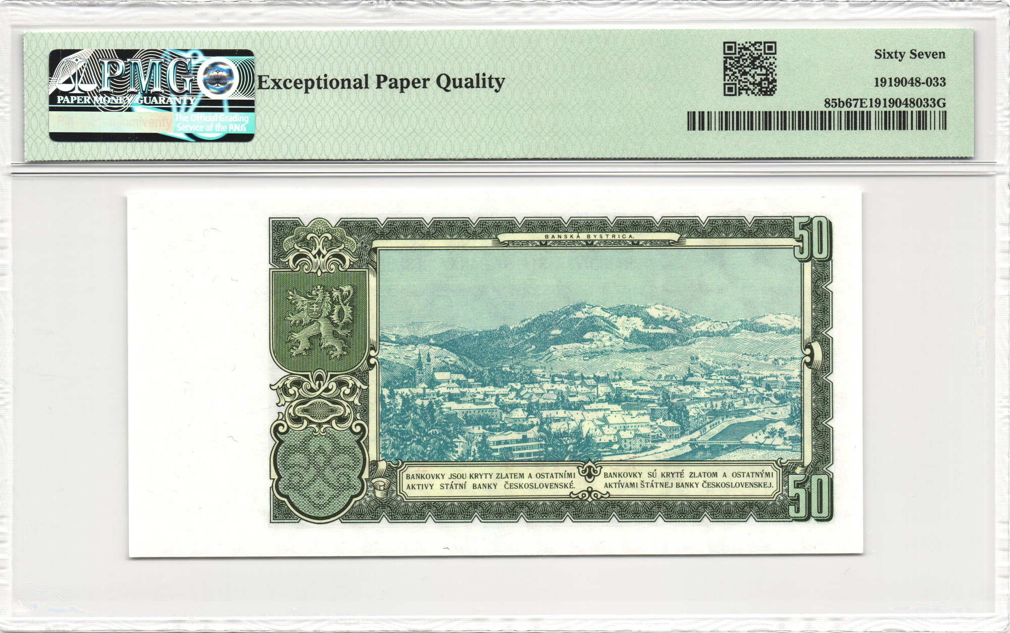 731 - Czechoslovakia 50 Korun 1953 PMG 67 EPQ Superb Gem Uncirculated